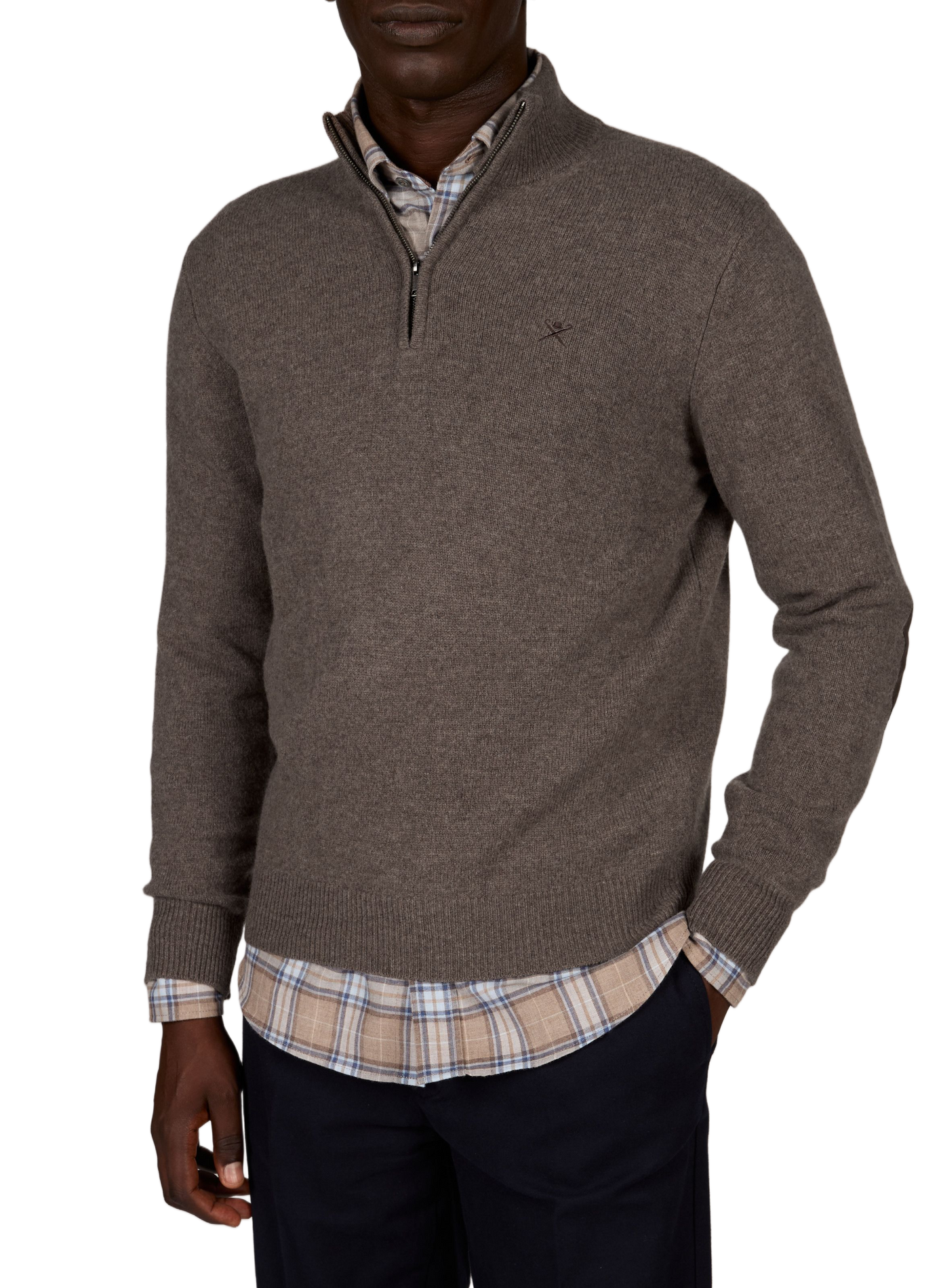 Straight-fit zip-up high-neck wool jumper HACKETT Beige