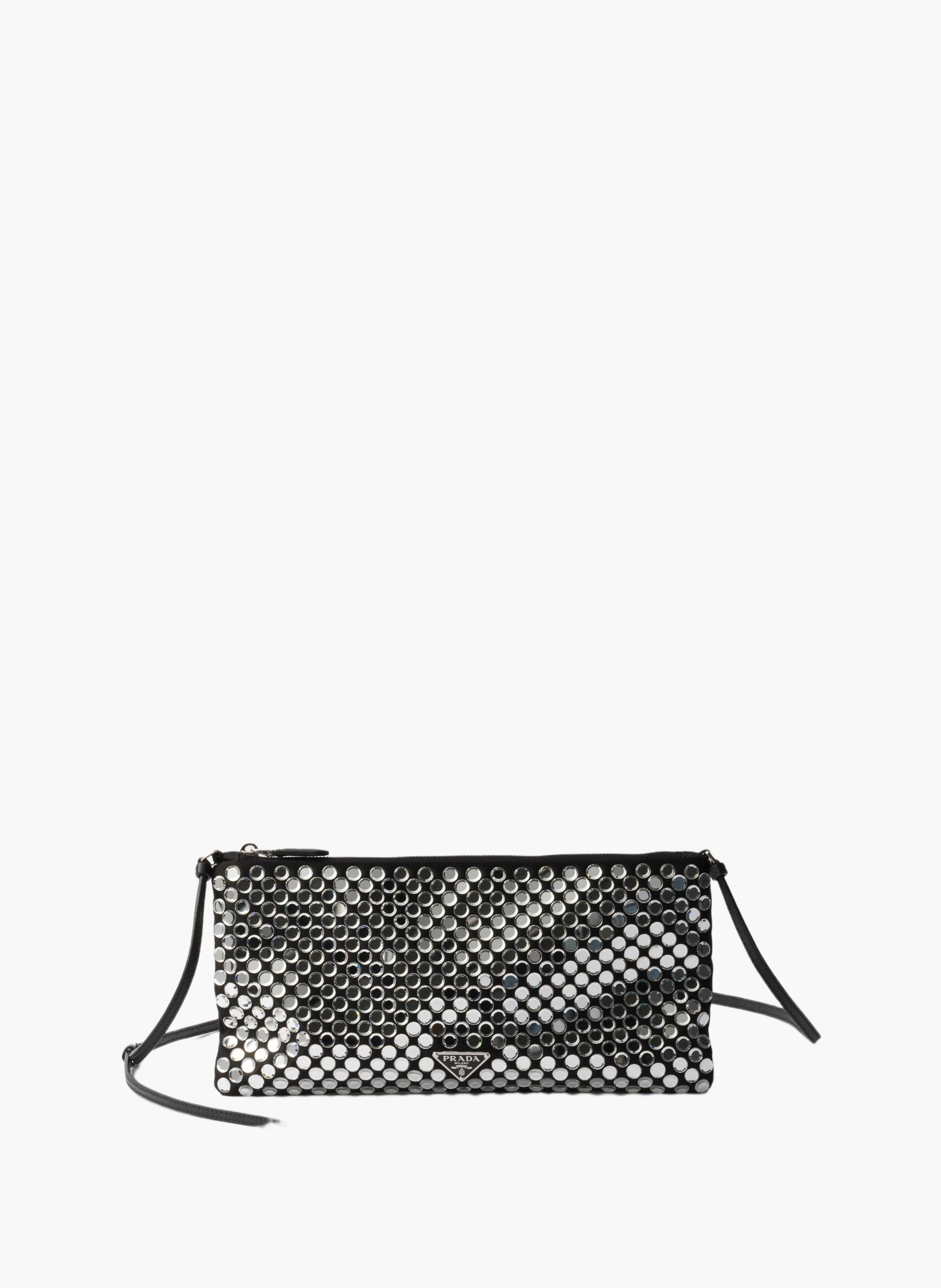 Petit sac à bandoulière en satin avec cristaux PRADA Argent
