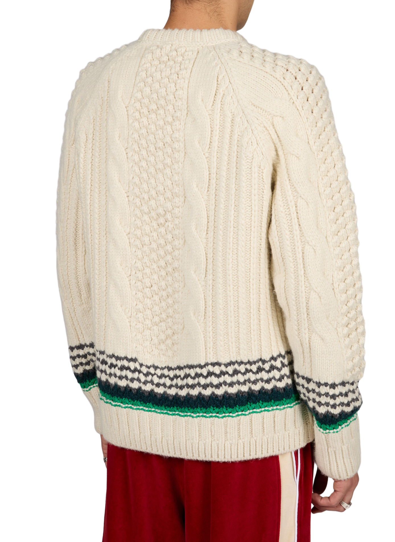 Weiter Pullover mit Zopfmuster LACOSTE Weiss