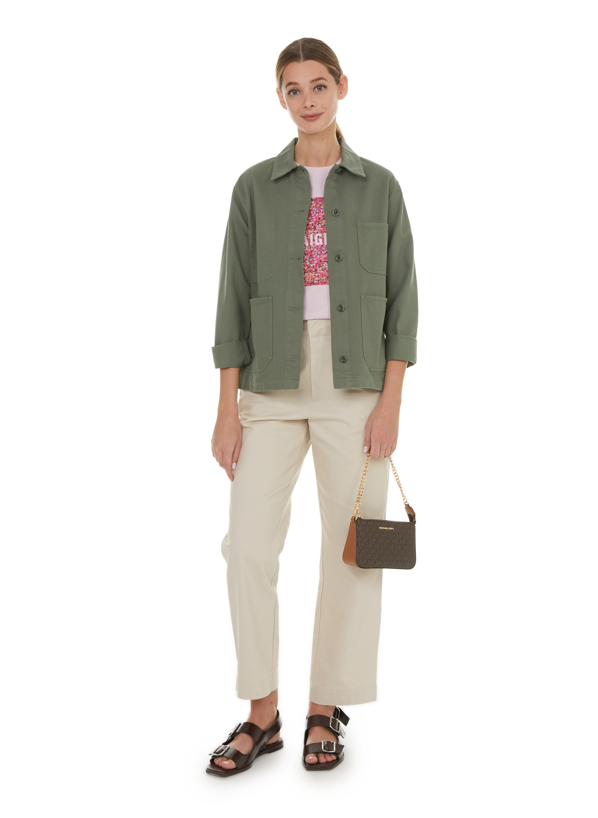 Sandales plates en cuir AEYDE Marron