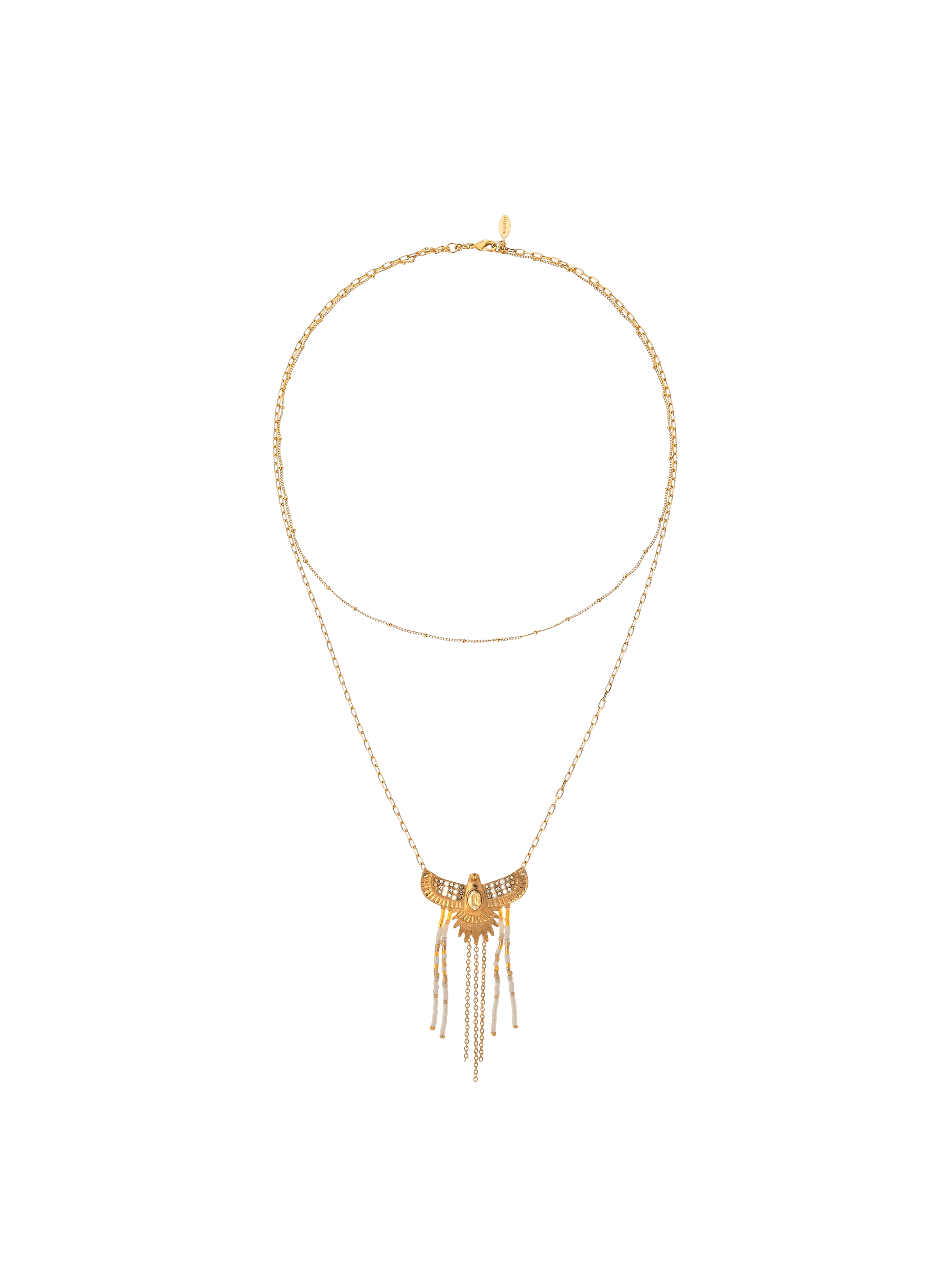 Collier chaîne multirang avec pendentif central et perles joao HIPANEMA Blanc