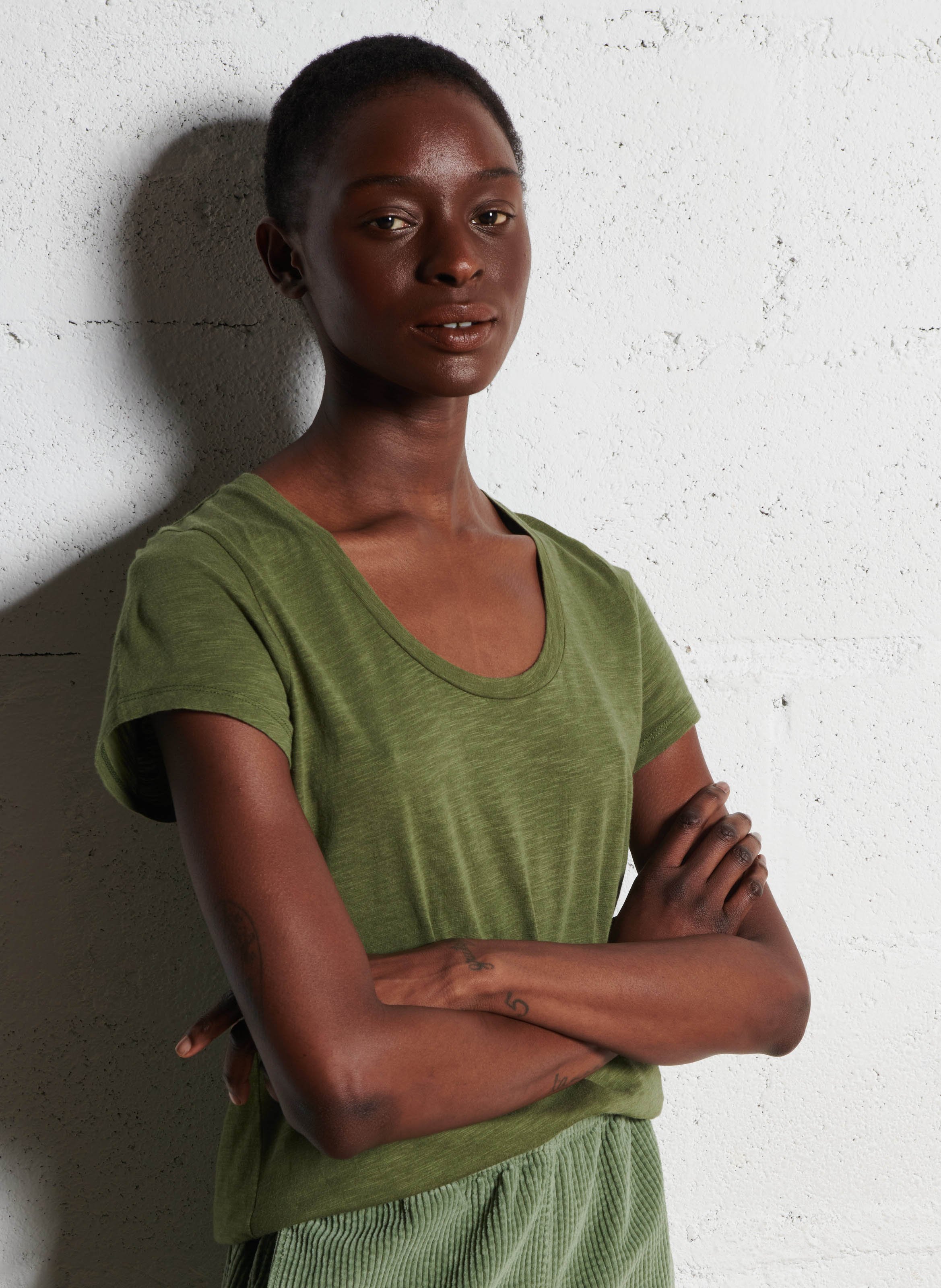 Tee-shirt col rond en coton mélangé jacksonville AMERICAN VINTAGE Vert