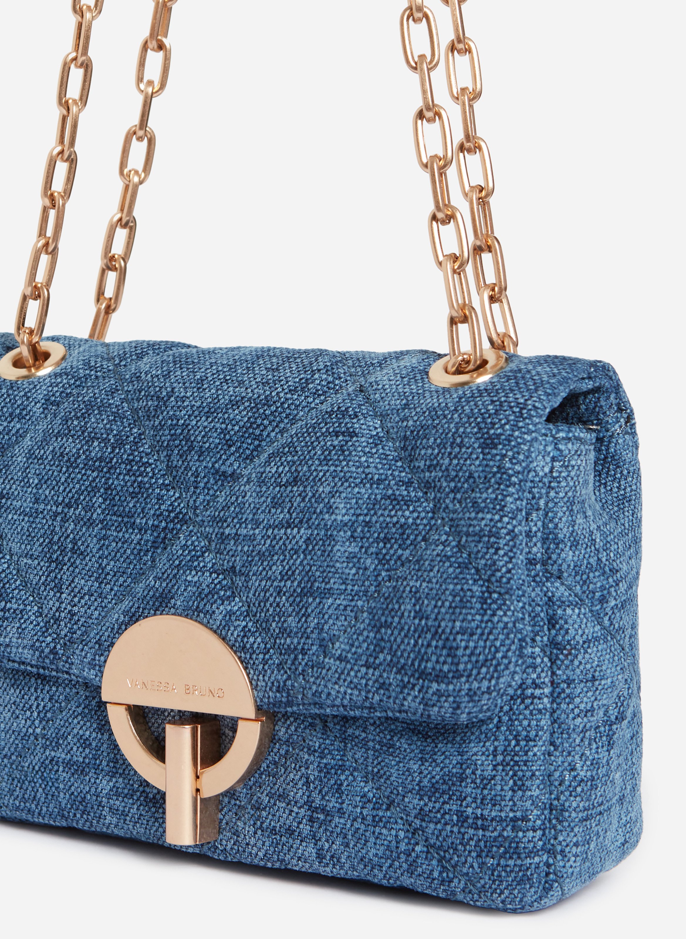 Petit sac moon en lin VANESSA BRUNO Bleu