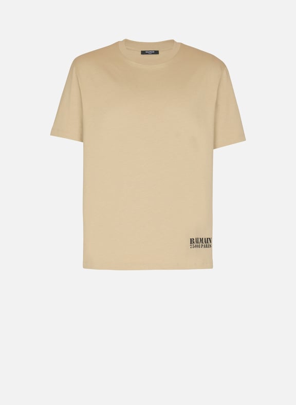 T-shirt imprimé small balmain stamp Beige by BALMAIN BALMAIN T-shirt imprimé small balmain stamp Beige
