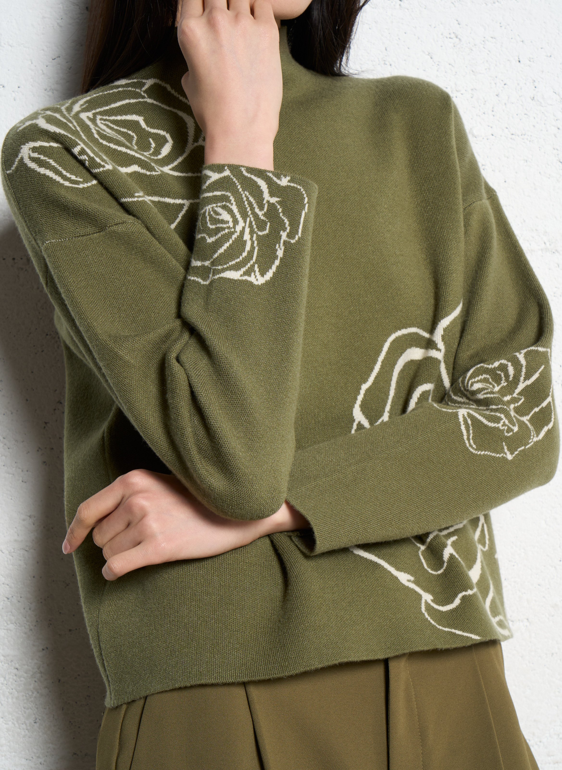 Pull court col montant à motifs IKKS Vert