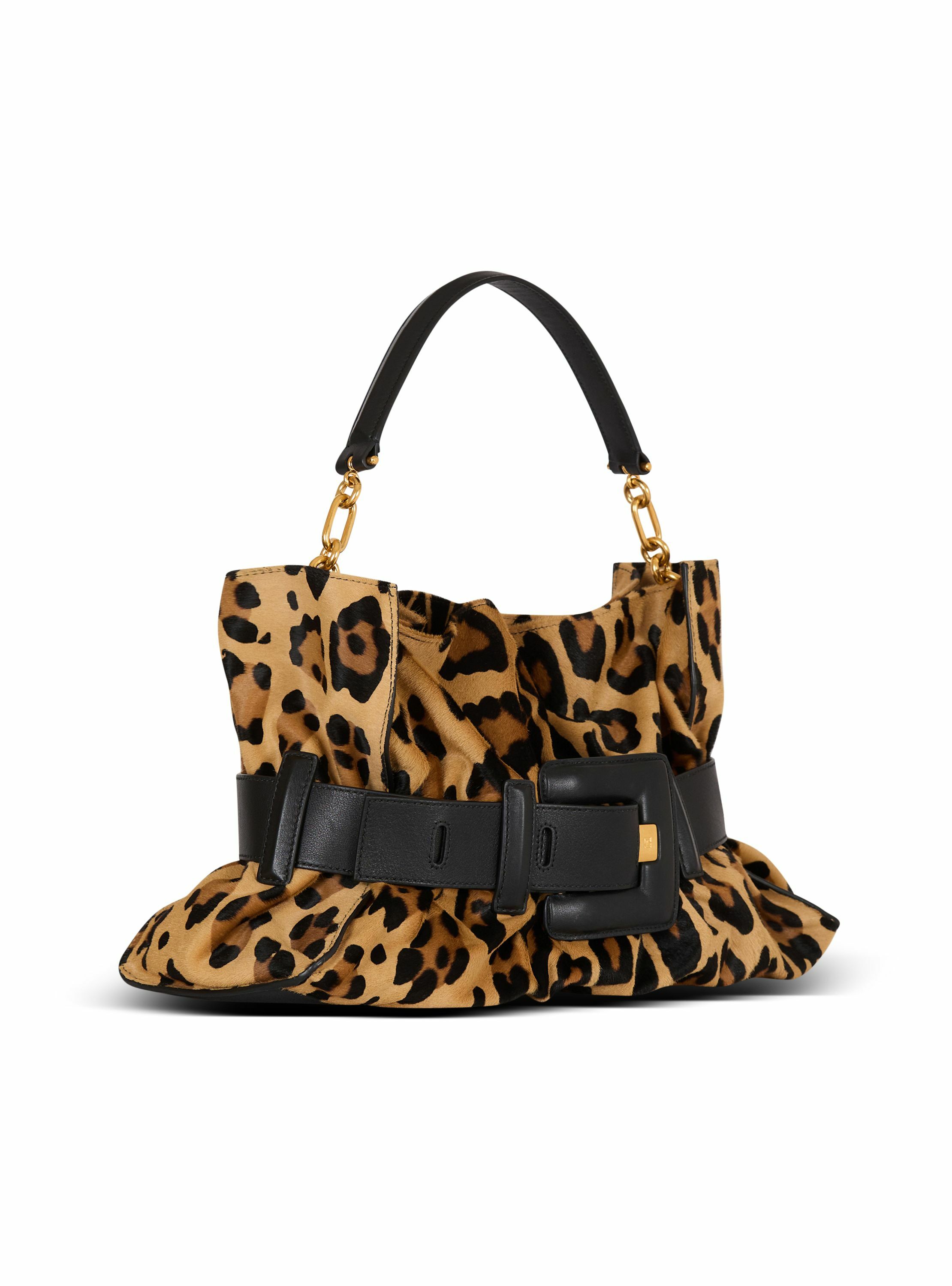 Sac anthem medium façon pony léopard BALMAIN Marron