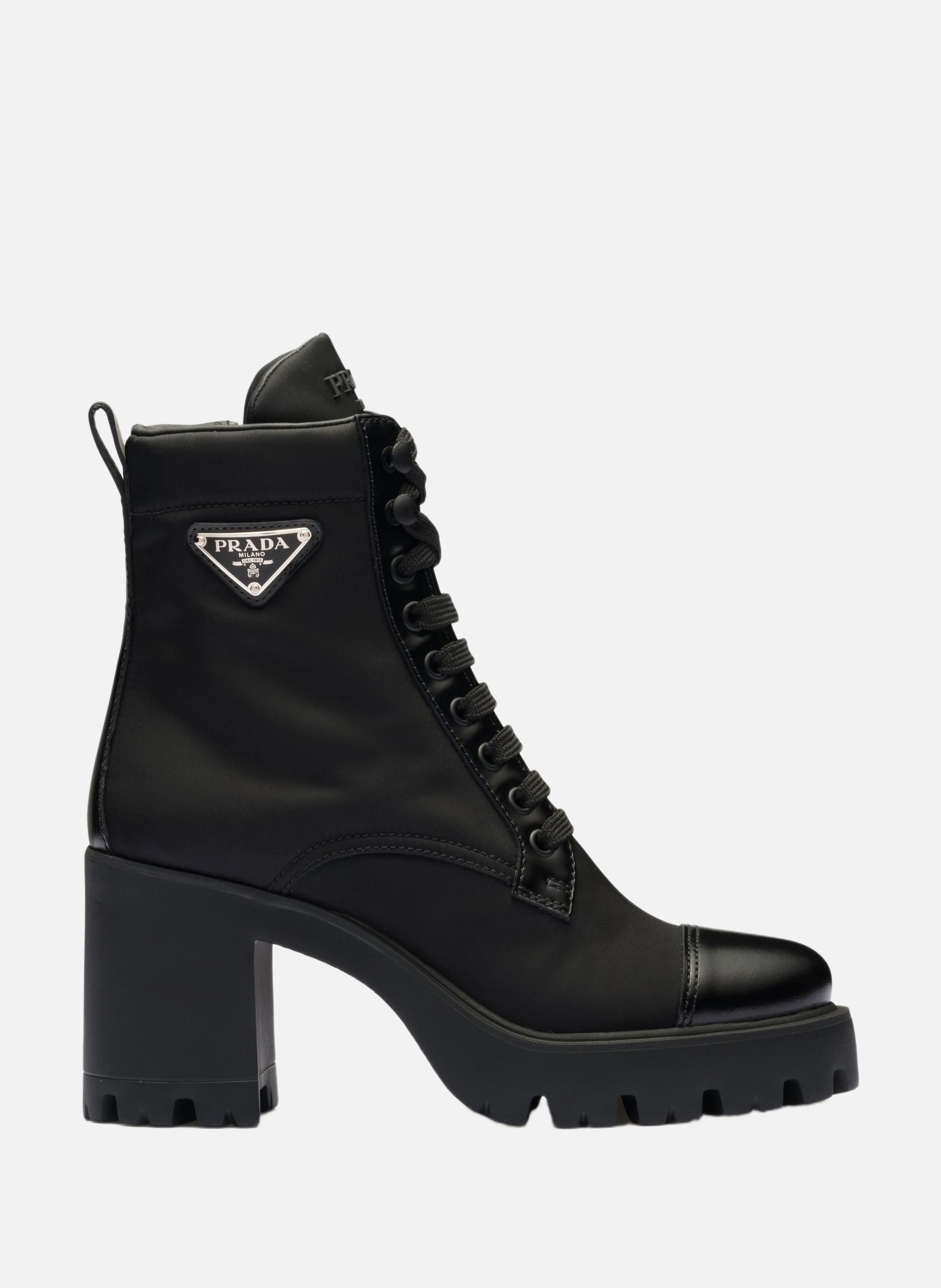 PRADA Bottines en re-nylon et cuir Noir