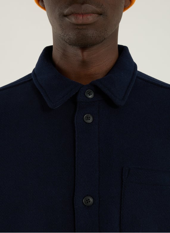 Jacket with classic collar in wool blend | Blue by LES DEUX Jacket with classic collar in wool blend Blue