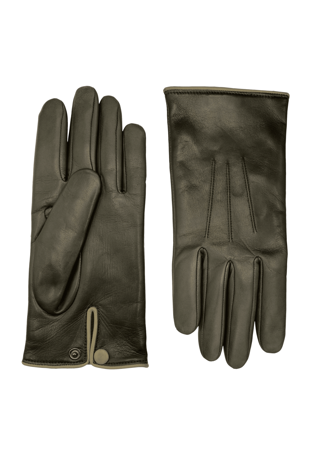 Gants rick homme cuir doublés cachemire AGNELLE Kaki