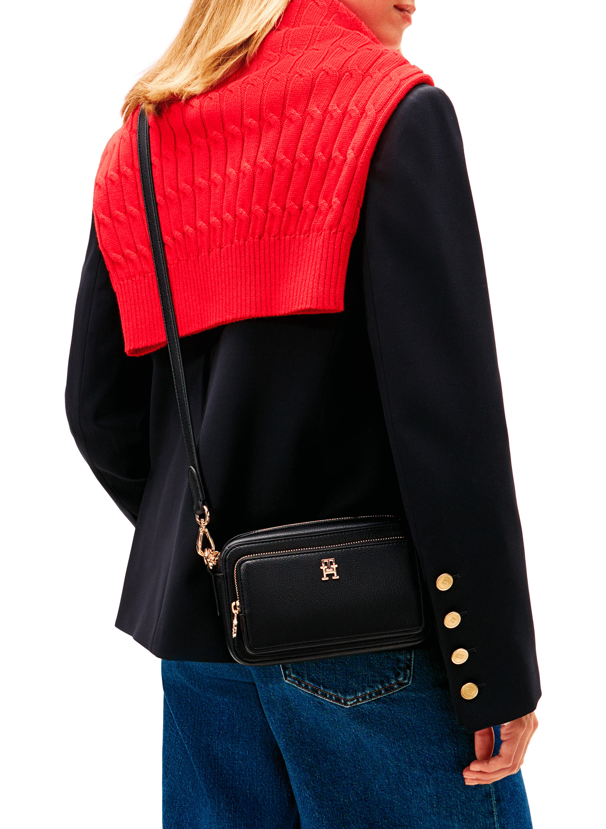 Shoulder bag in faux leather with logo TOMMY HILFIGER Black