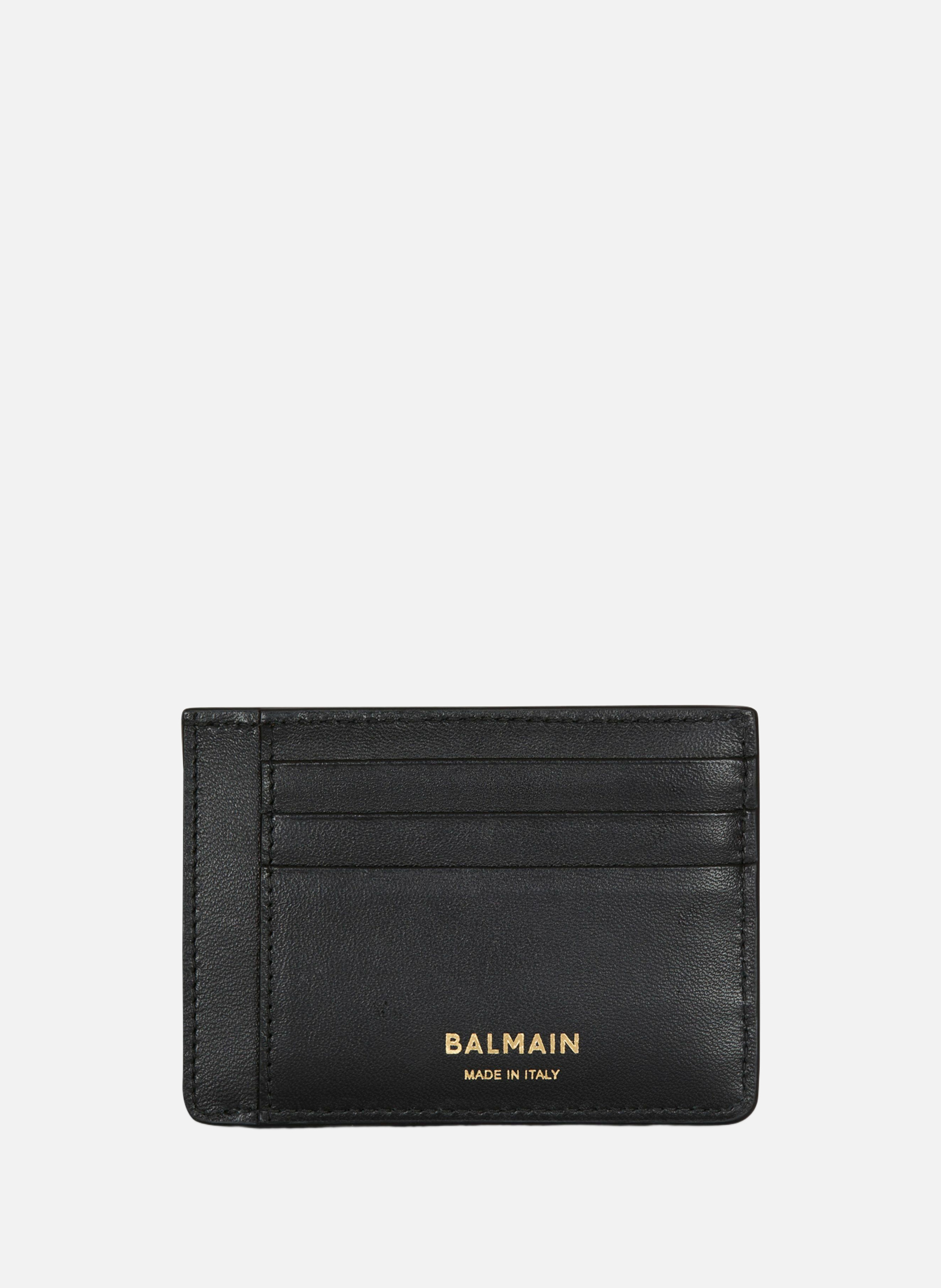 Porte-cartes anthem en cuir de veau BALMAIN Noir