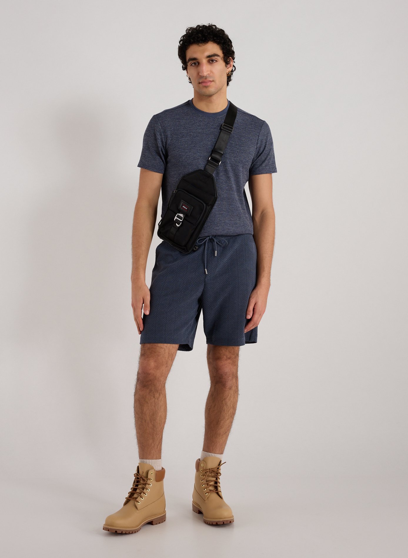 Textured Elastic Waist Shorts GUESS Blue