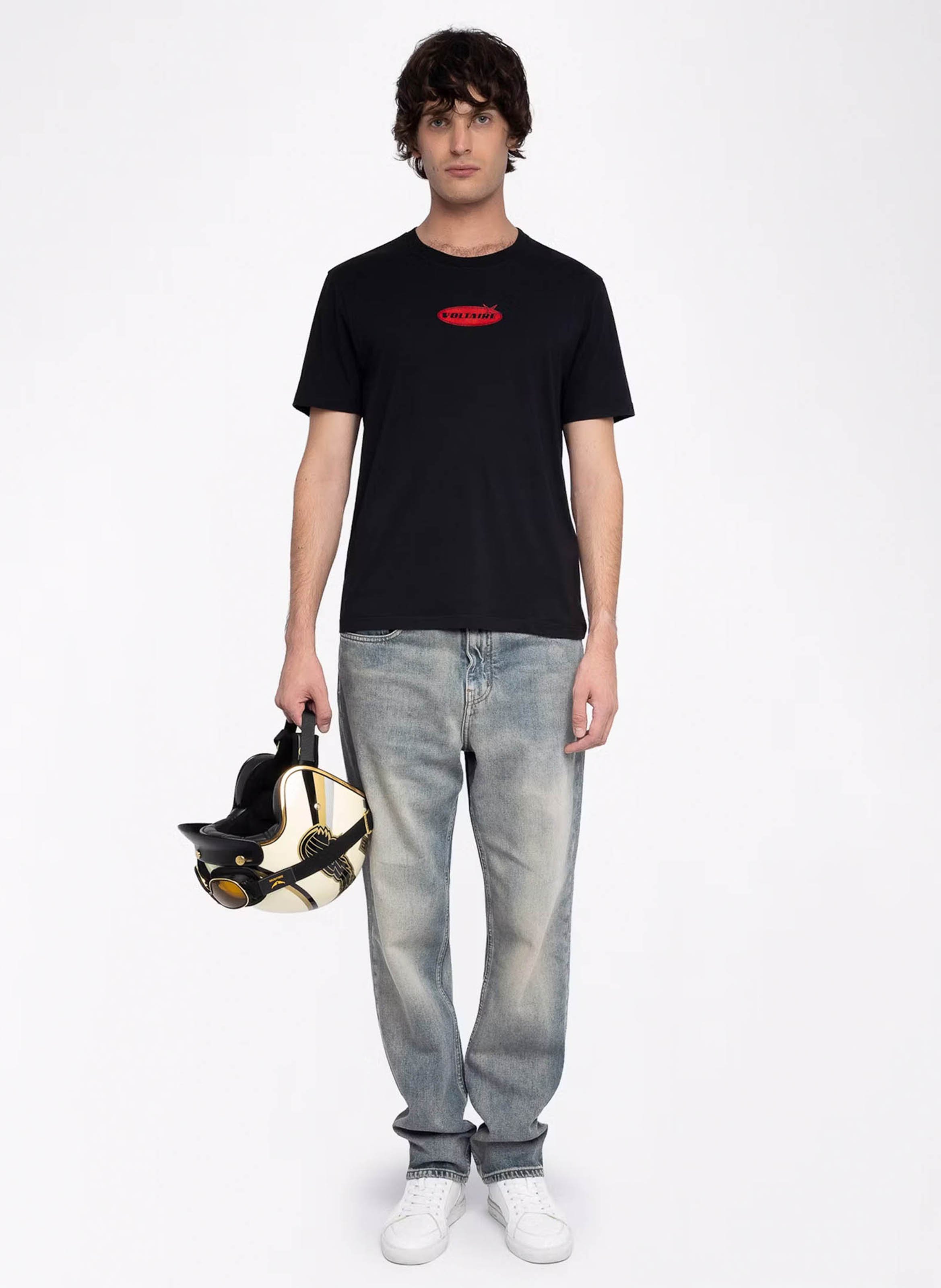 Tee-shirt droit col rond en coton tommy ZADIG&VOLTAIRE Noir