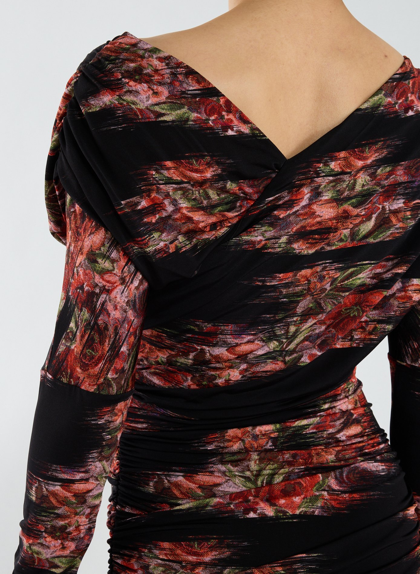 Robe longue froncée à fleurs GANNI Multicolore