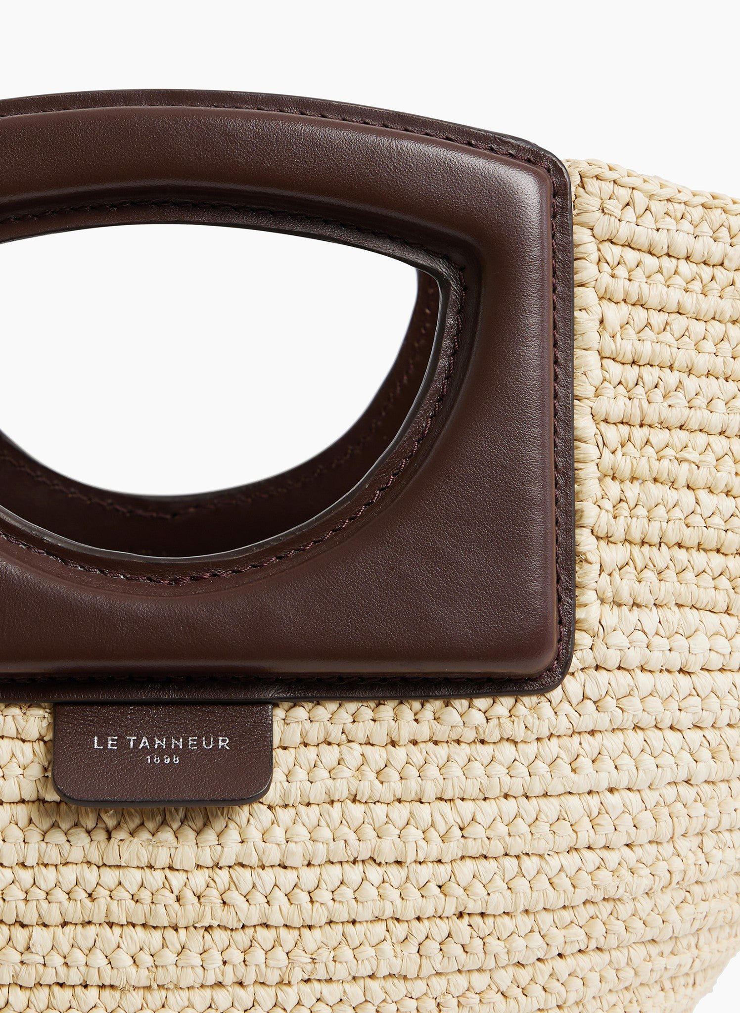 Petit sac à main en raphia naturel et cuir lisse végétal LE TANNEUR Beige