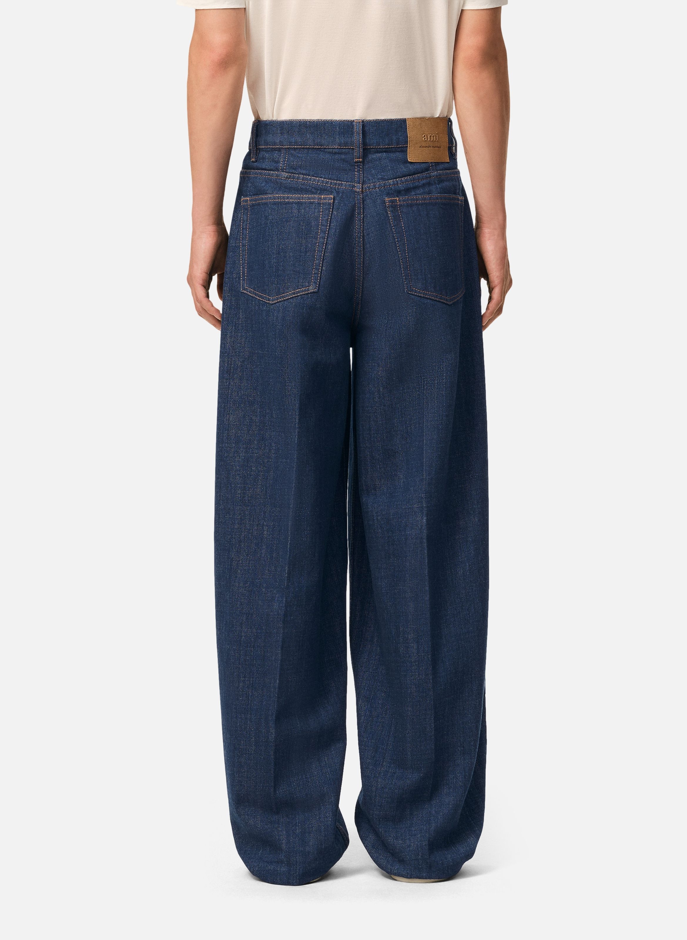 Jean coupe ballon en coton AMI PARIS Bleu