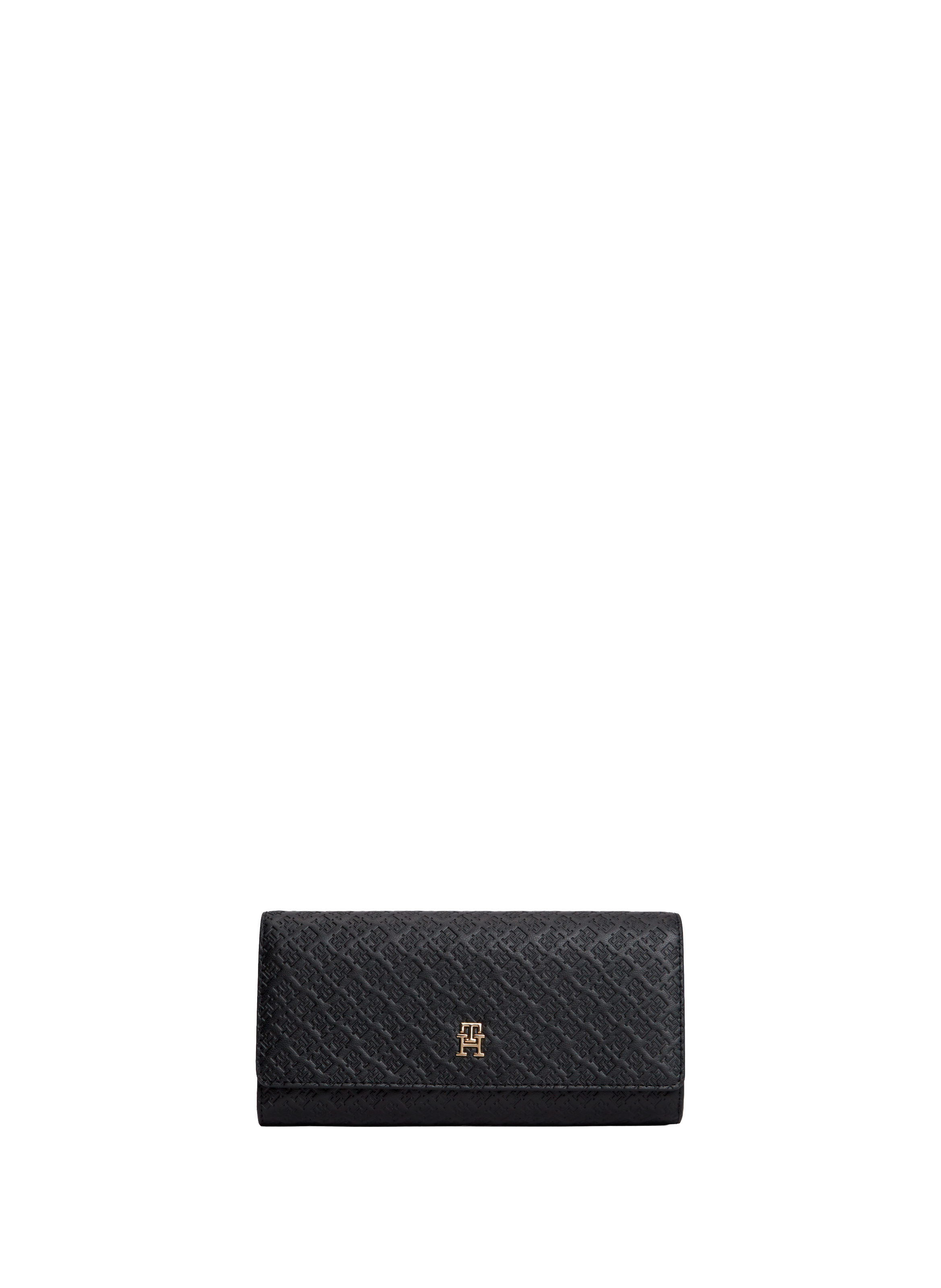 Portefeuille embossé à monogramme TOMMY HILFIGER Noir