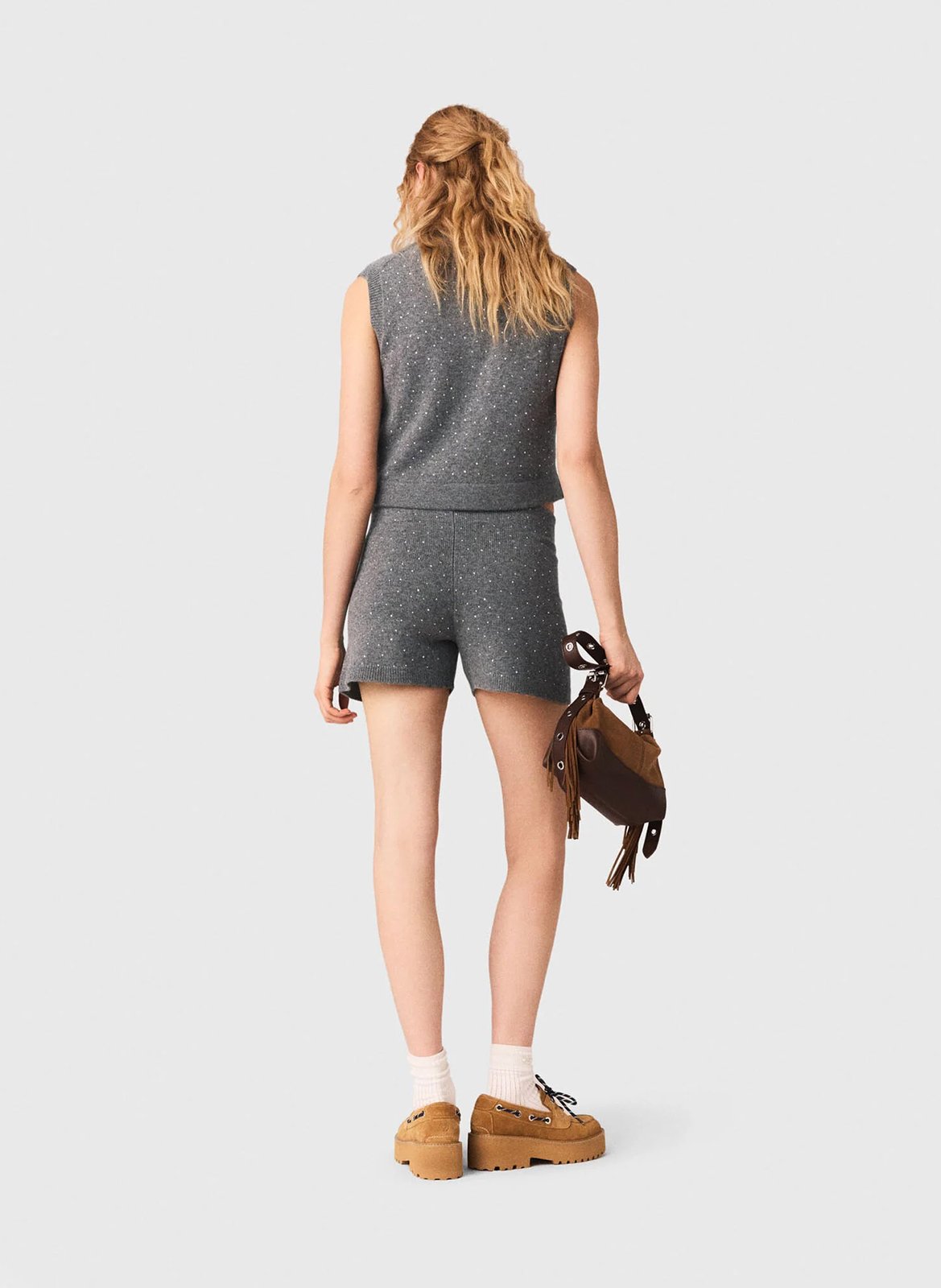 Gilet col v en laine mélangée MAJE Gris