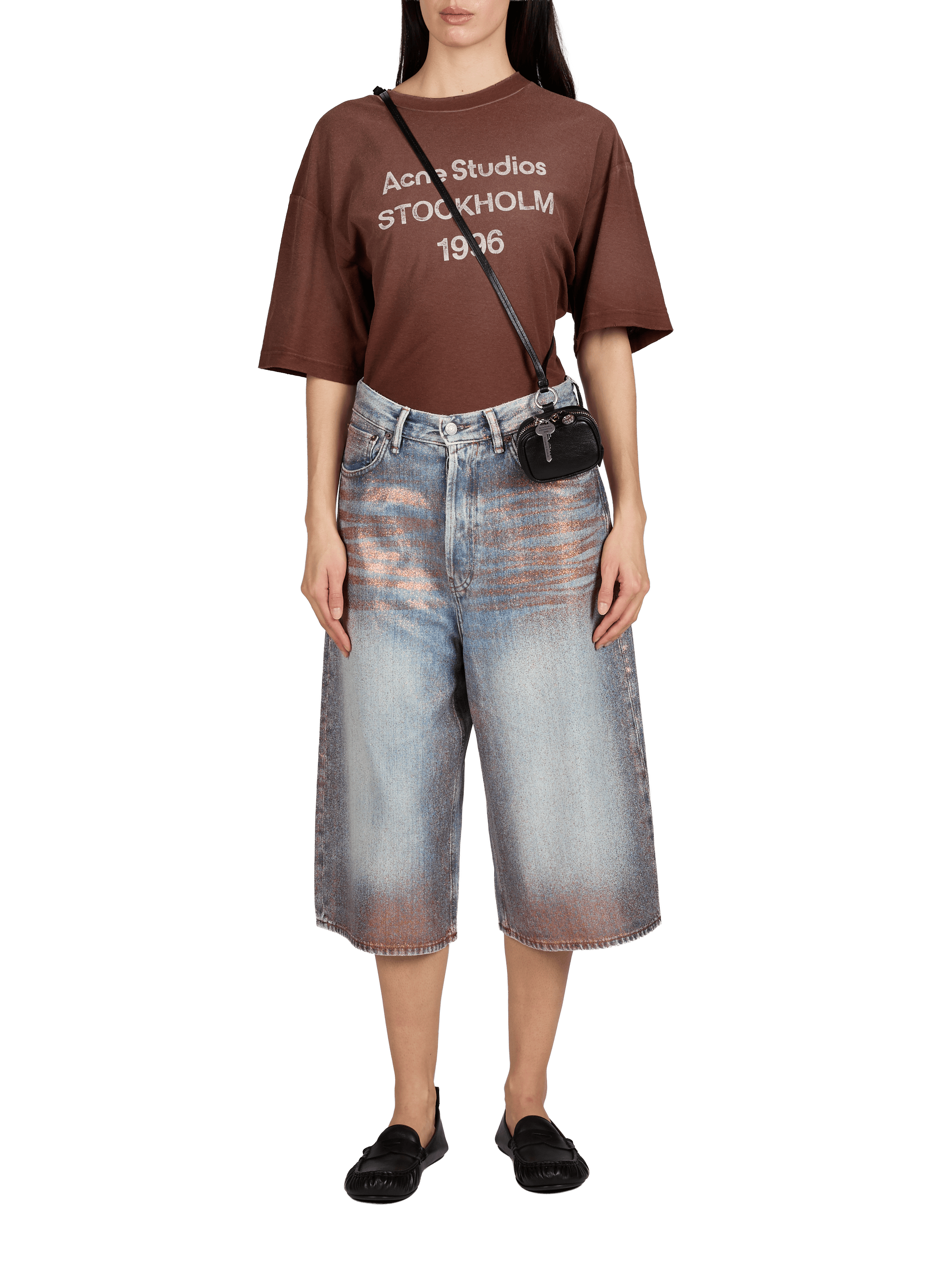 Bermuda en jean pailletté ACNE STUDIOS Multicolore