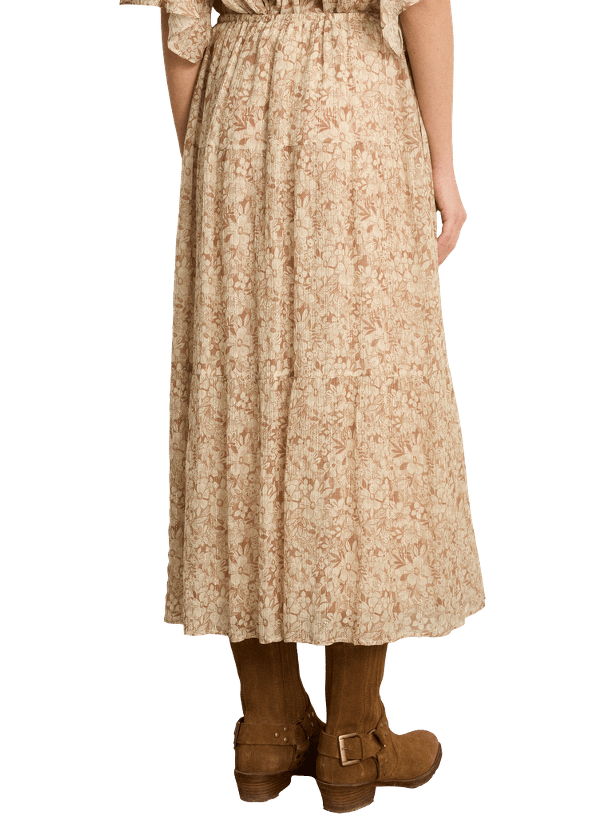 Jupe midi à fleurs et lurex - nahlae PABLO Beige
