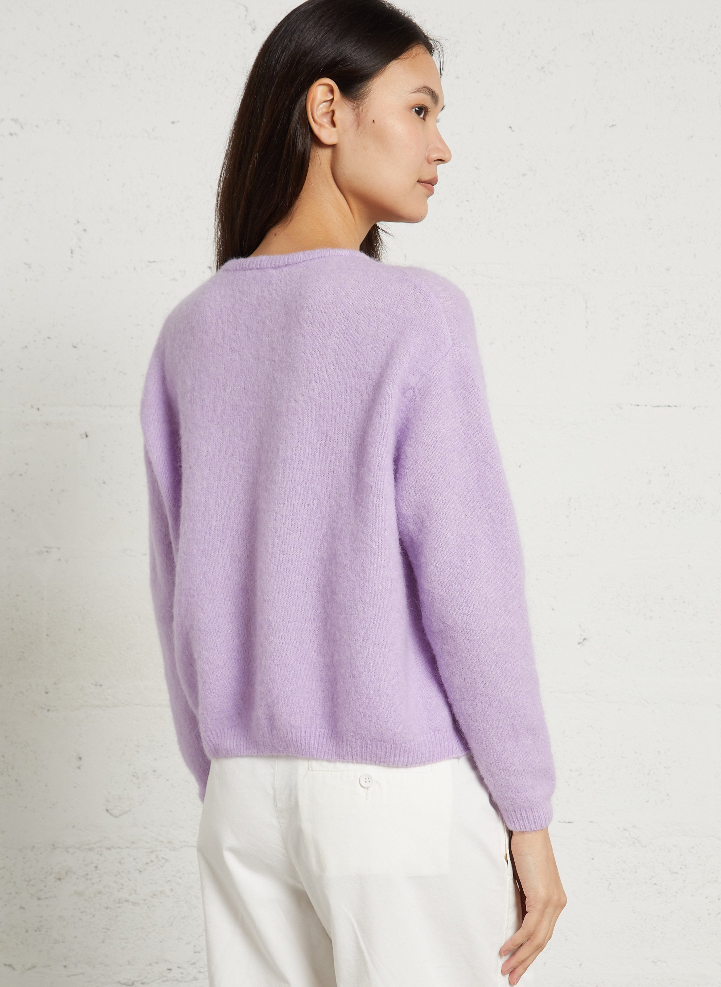 Gilet ample col rond en laine mélangée vitow Violet