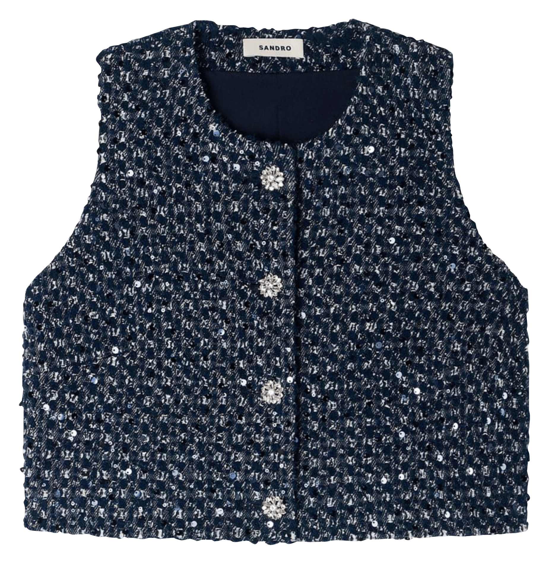Top col rond à sequins SANDRO Bleu