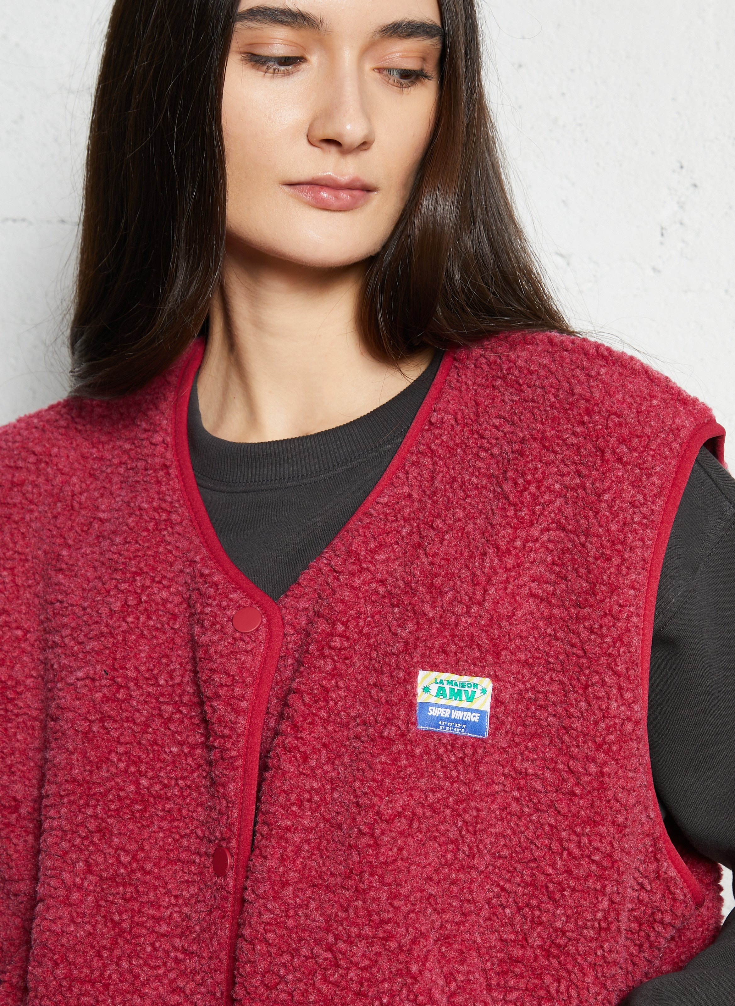 Gilet col rond molletonné sans manches hoktown AMERICAN VINTAGE Rouge