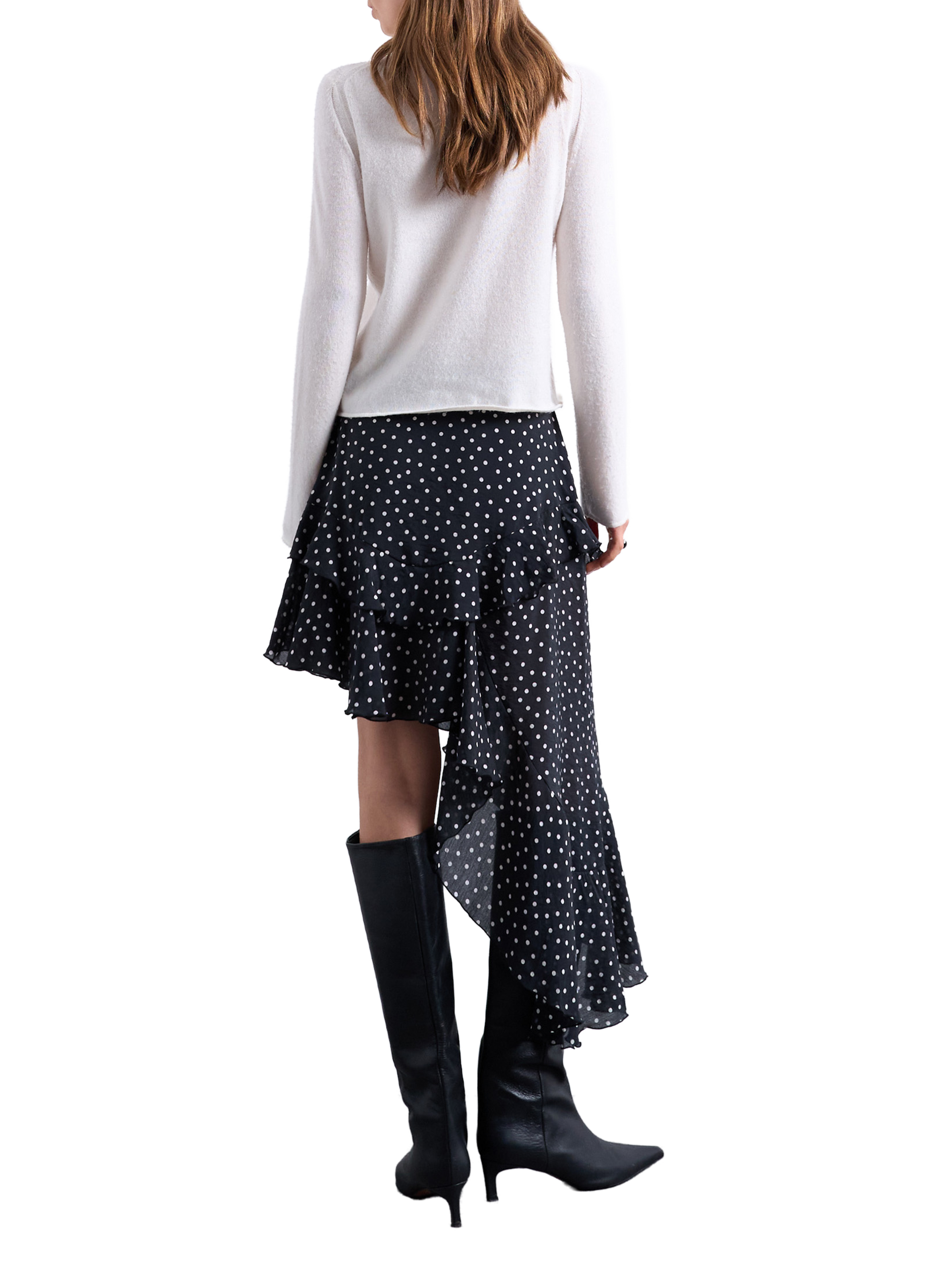 Short asymmetric skirt with pattern TOPSHOP Black
