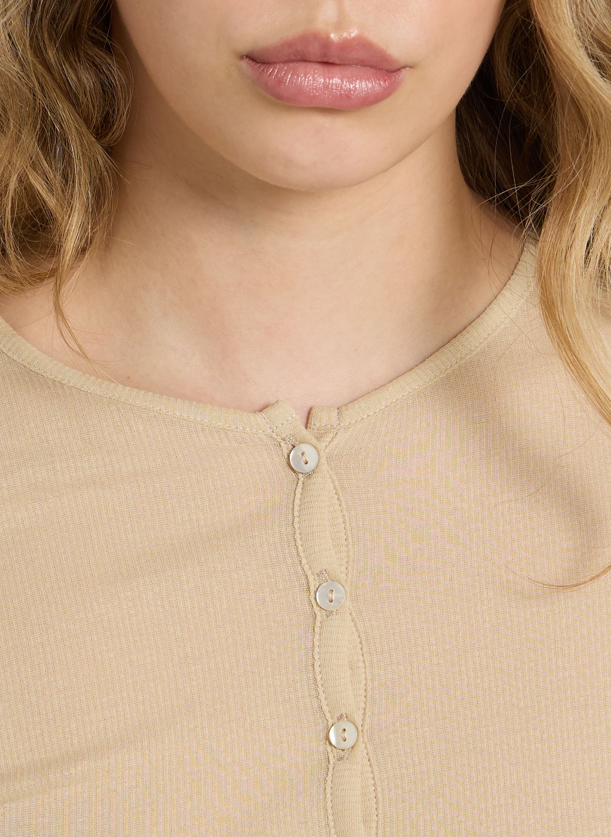 T-shirt droit col rond en coton bio isabella SOEUR Beige