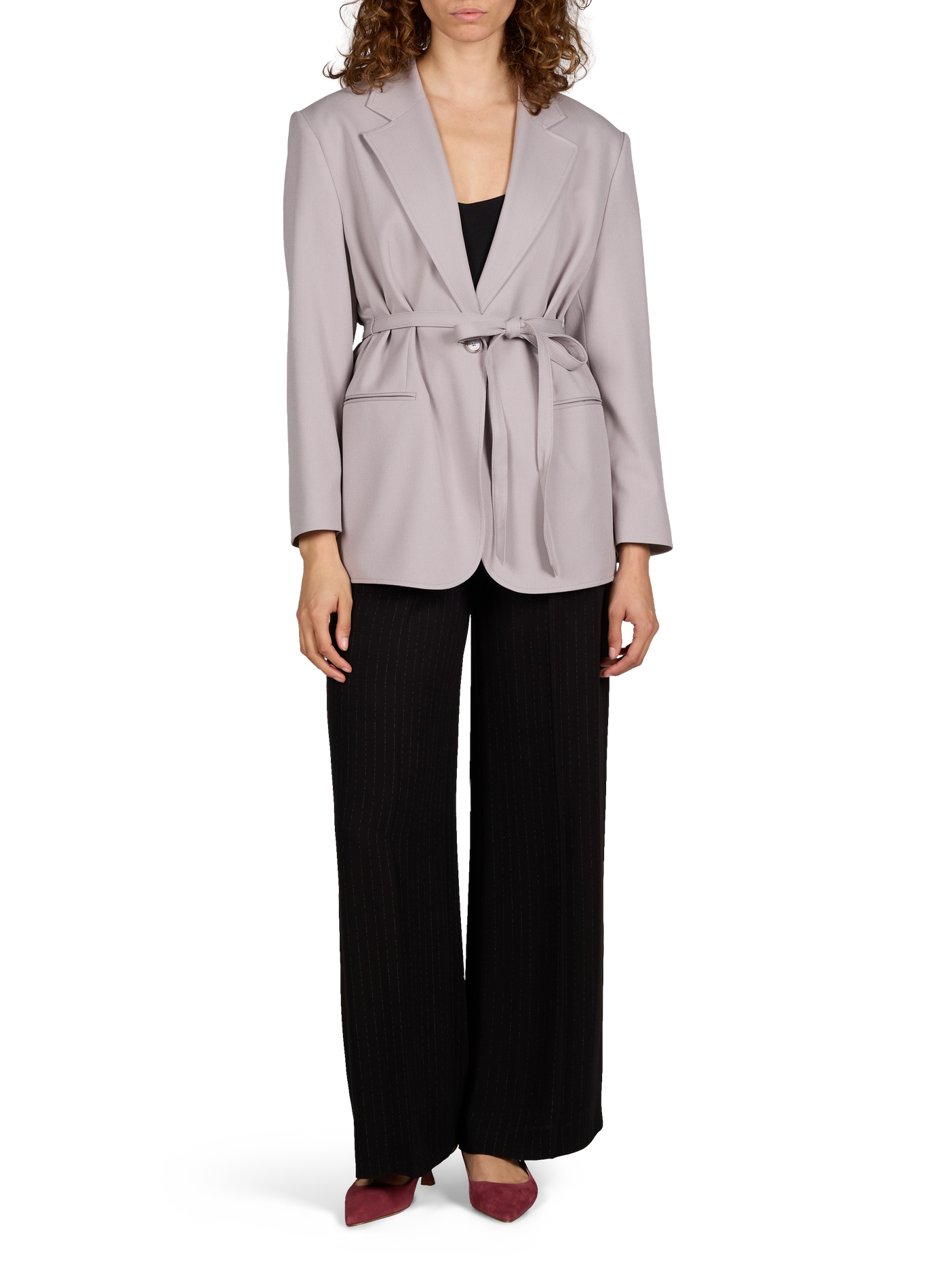 Veste col tailleur à ceinture BOSS Violet