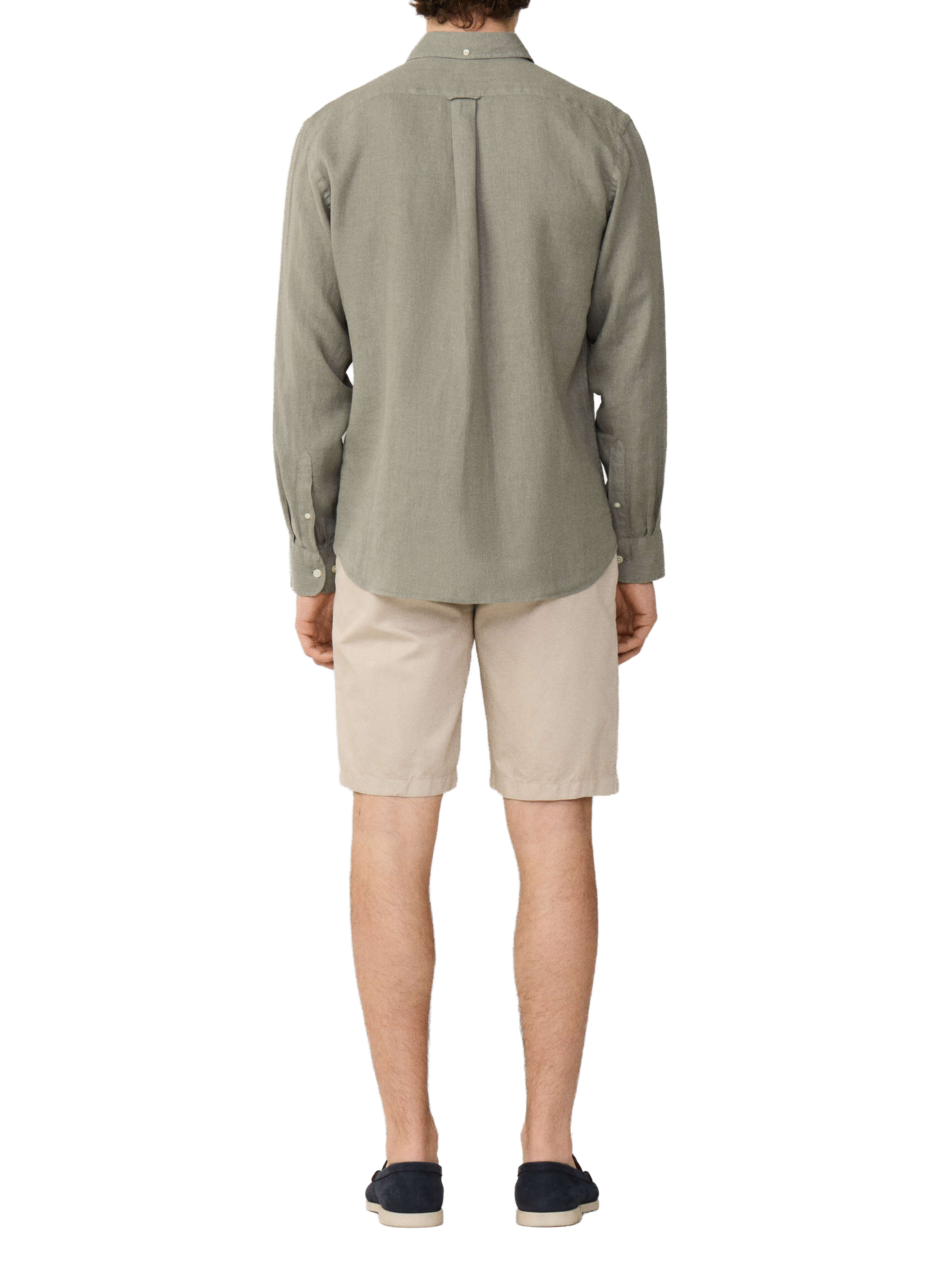 Shirt with American collar in linen FACONNABLE Khaki