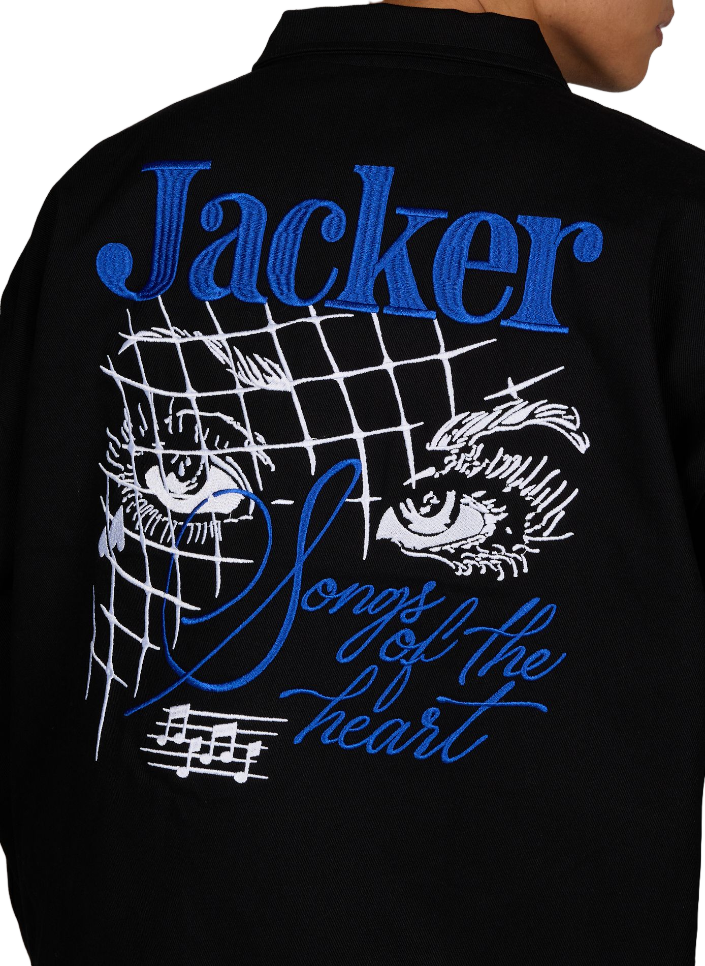 Veste droite brodée en coton JACKER. Noir