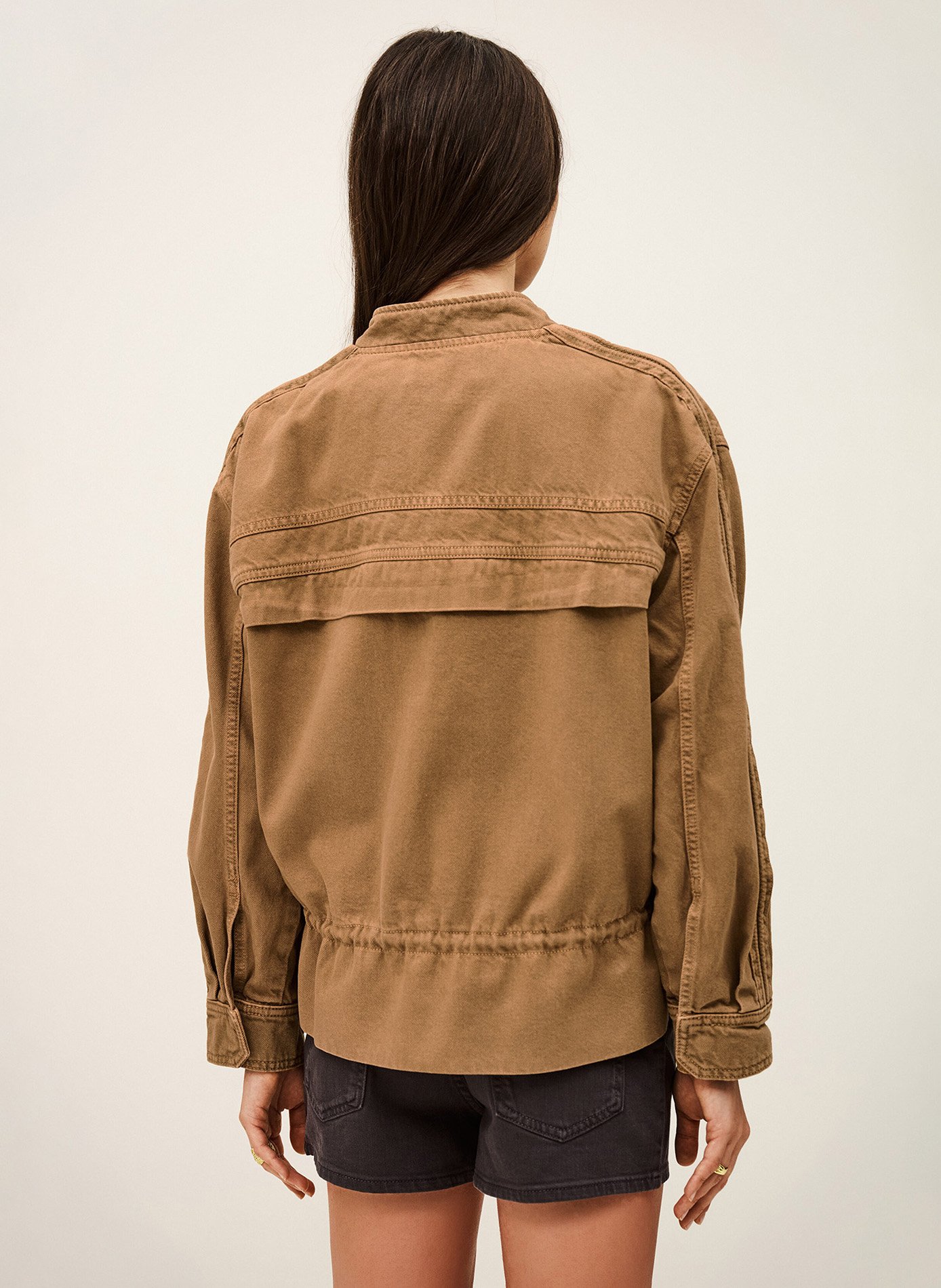 Veste col mao en coton mélangé coly BA&SH Marron
