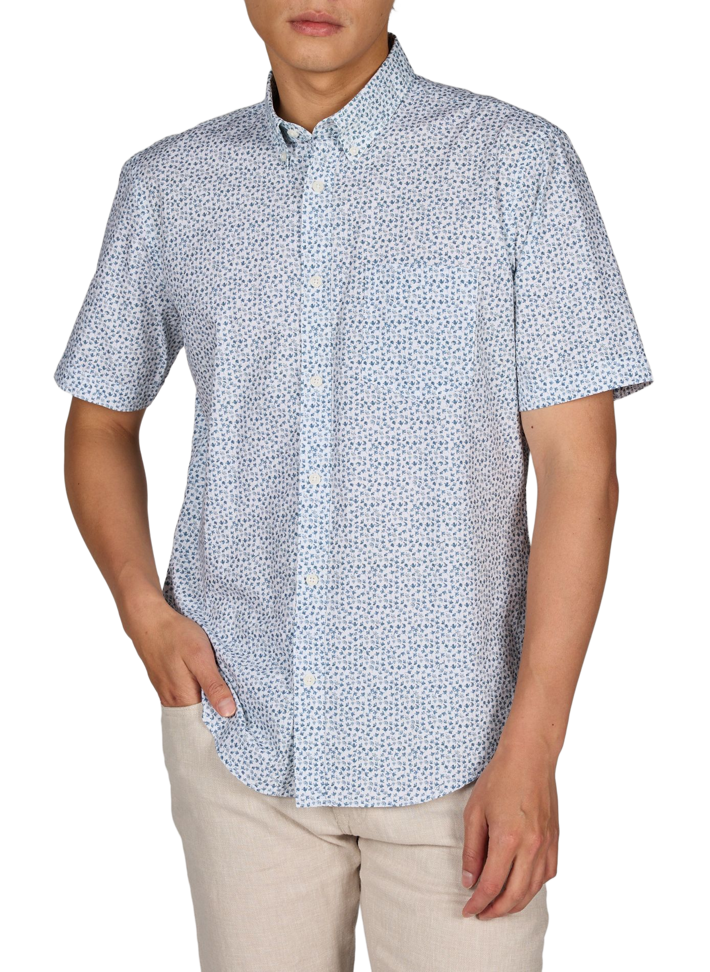 Chemise manches courtes à motif fleuri en coton PIERRE CARDIN Multicolore
