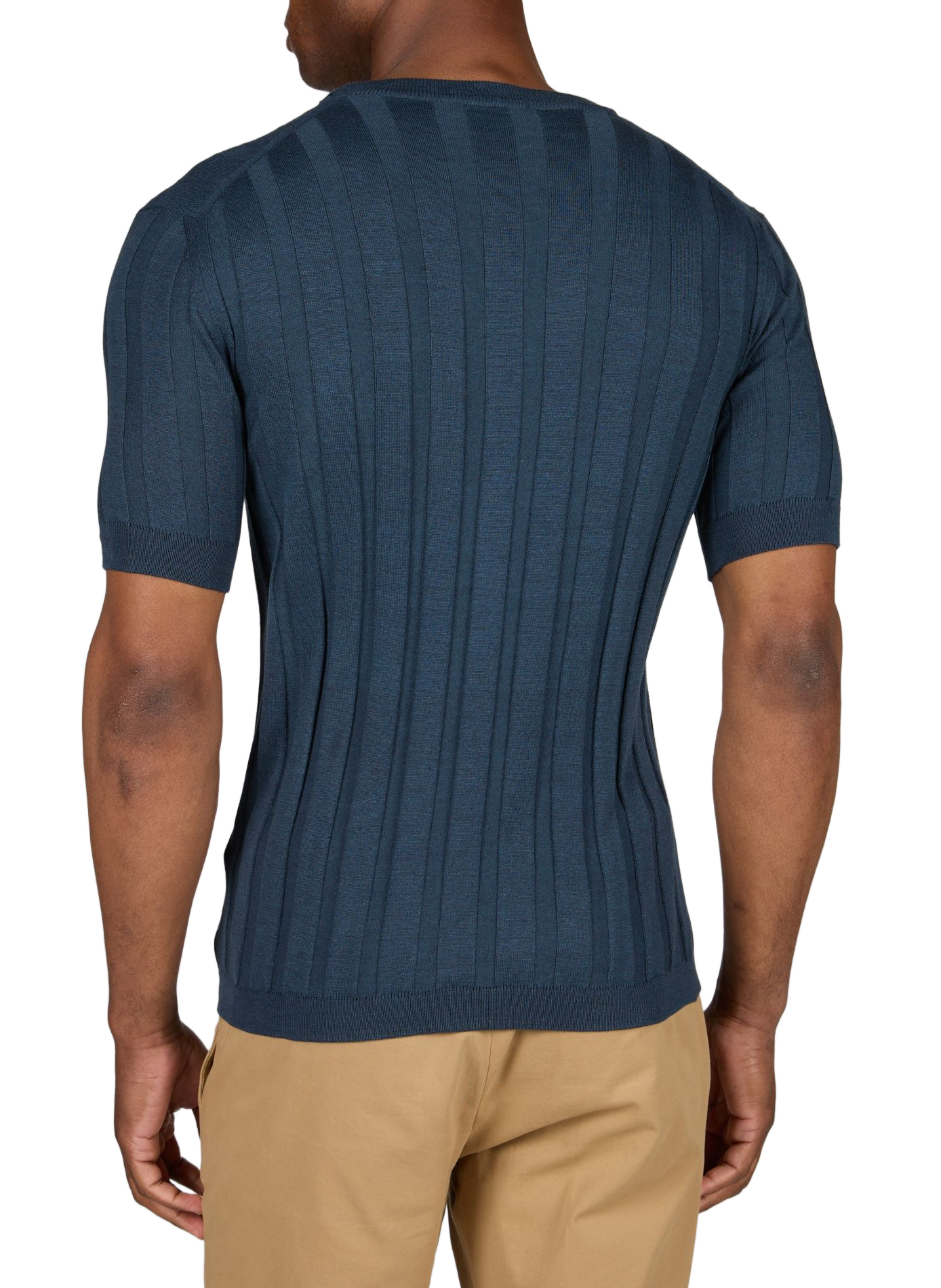 Gestricktes T-Shirt aus Seide und Baumwolle CRUNA Blau