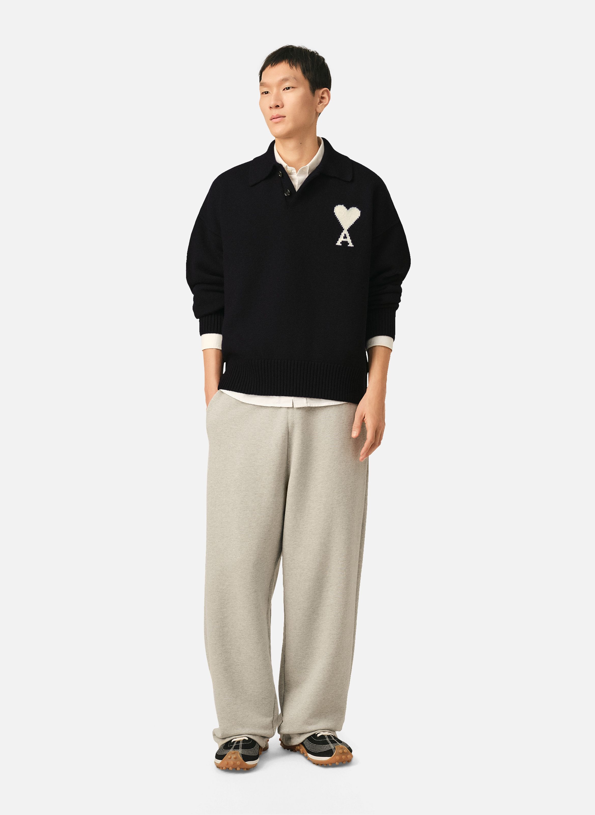 Polo unisexe en laine ami de coeur AMI PARIS Noir