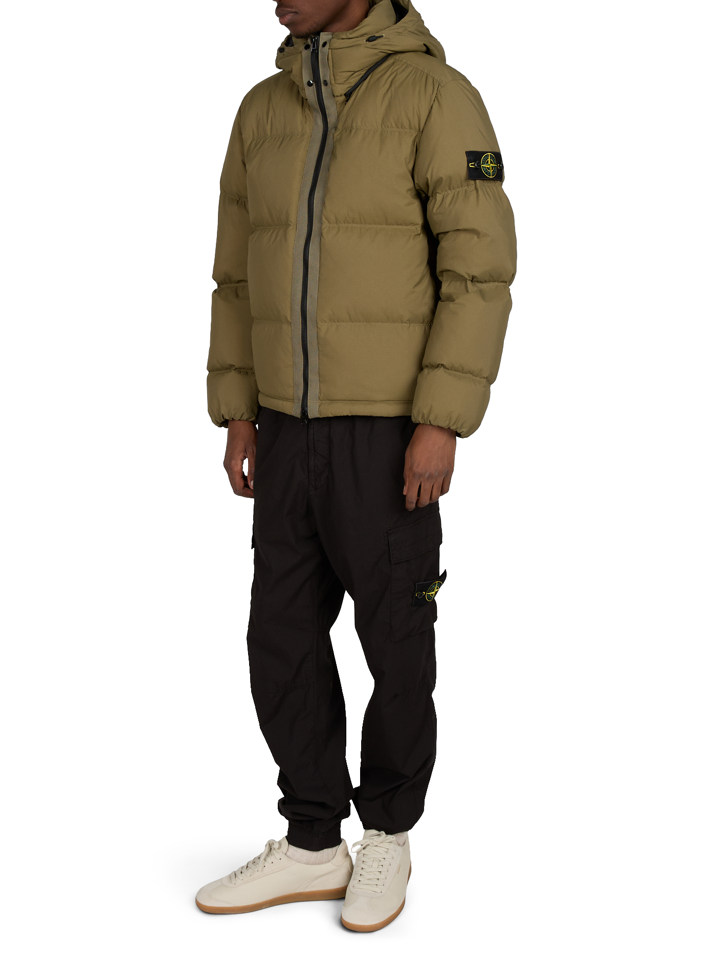 Short quilted puffer jacket STONE ISLAND Khaki