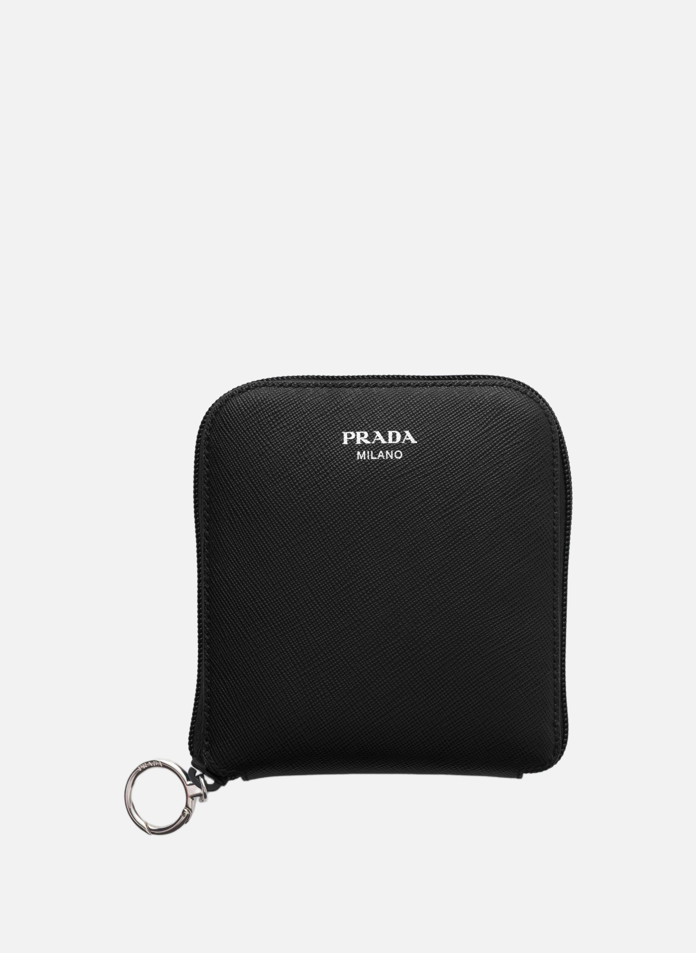 Pendentif en cuir saffiano avec sac cabas en re-ny PRADA Noir