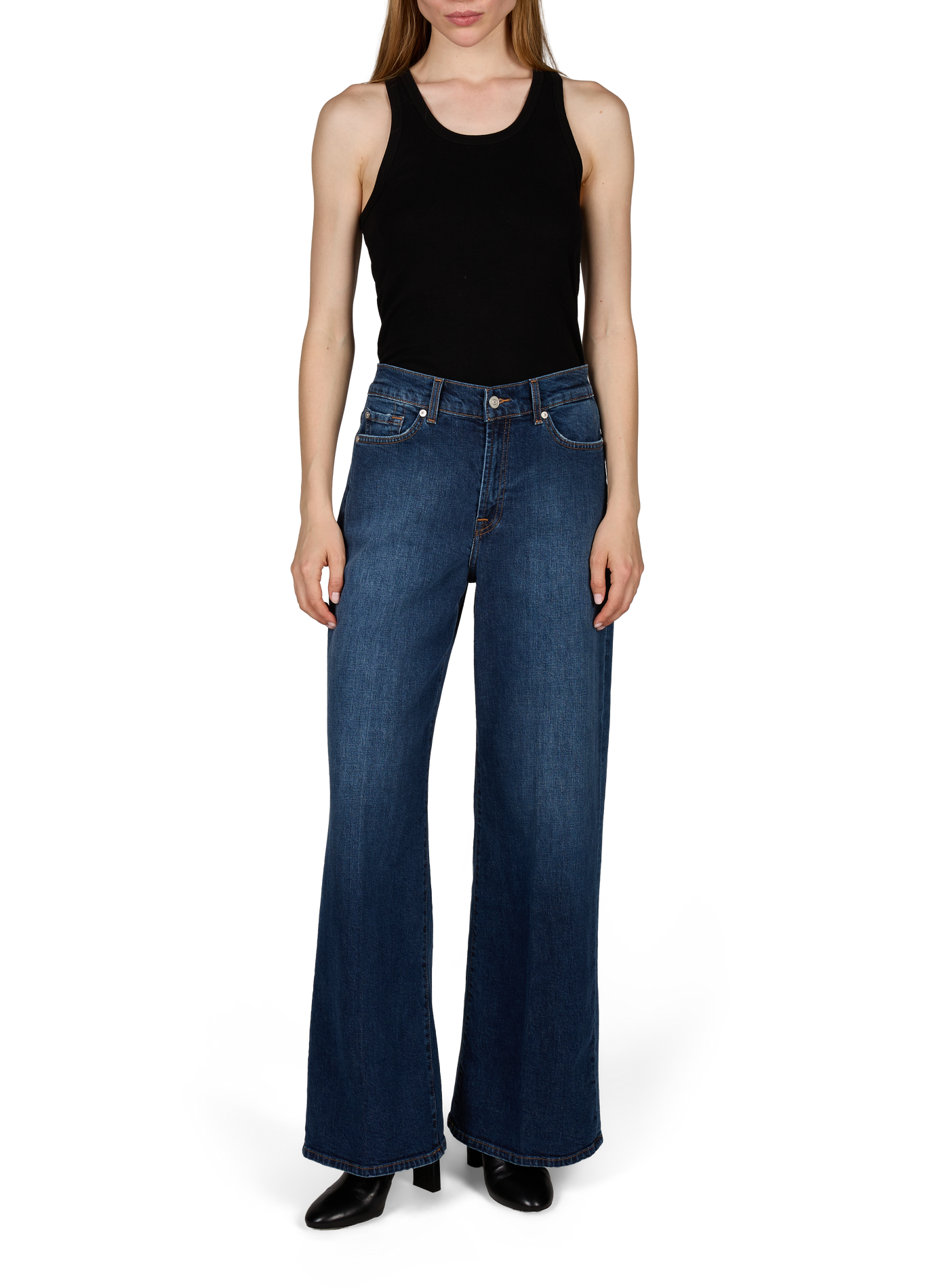 Jean Lotta Tailorless en denim de coton mélangé 7 FOR ALL MANKIND Bleu
