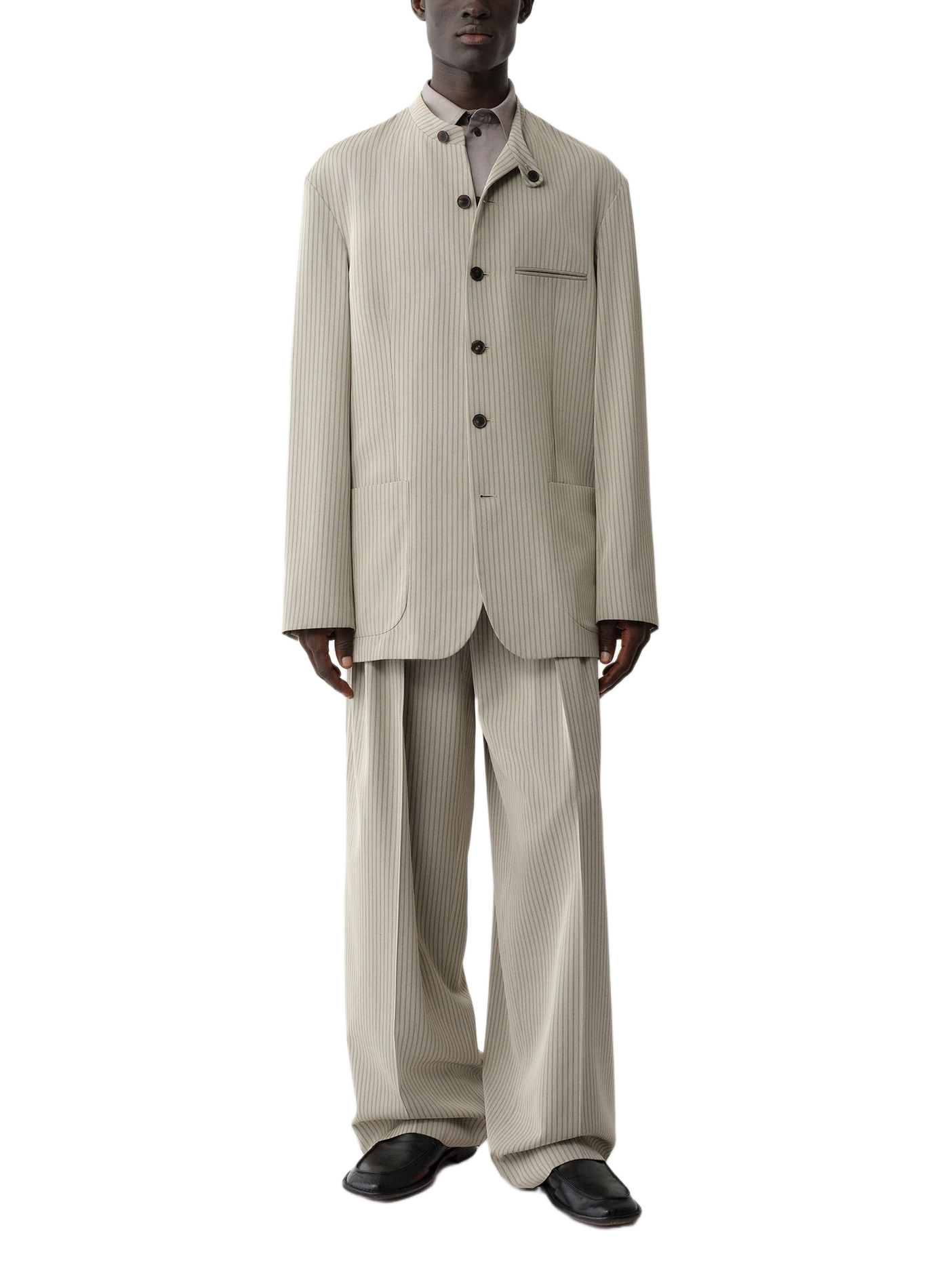 Baxter Striped Wide-Leg Pants CALVIN KLEIN COLLECTION Grey