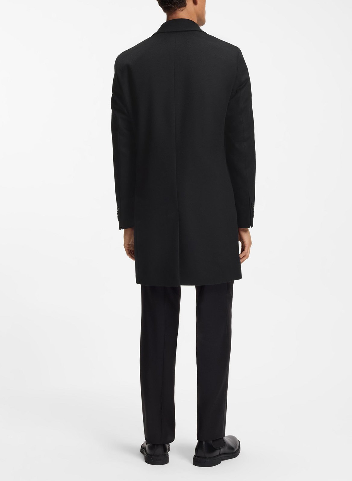 Mantau droit col tailleur en laine recyclée mélangée BOSS Noir