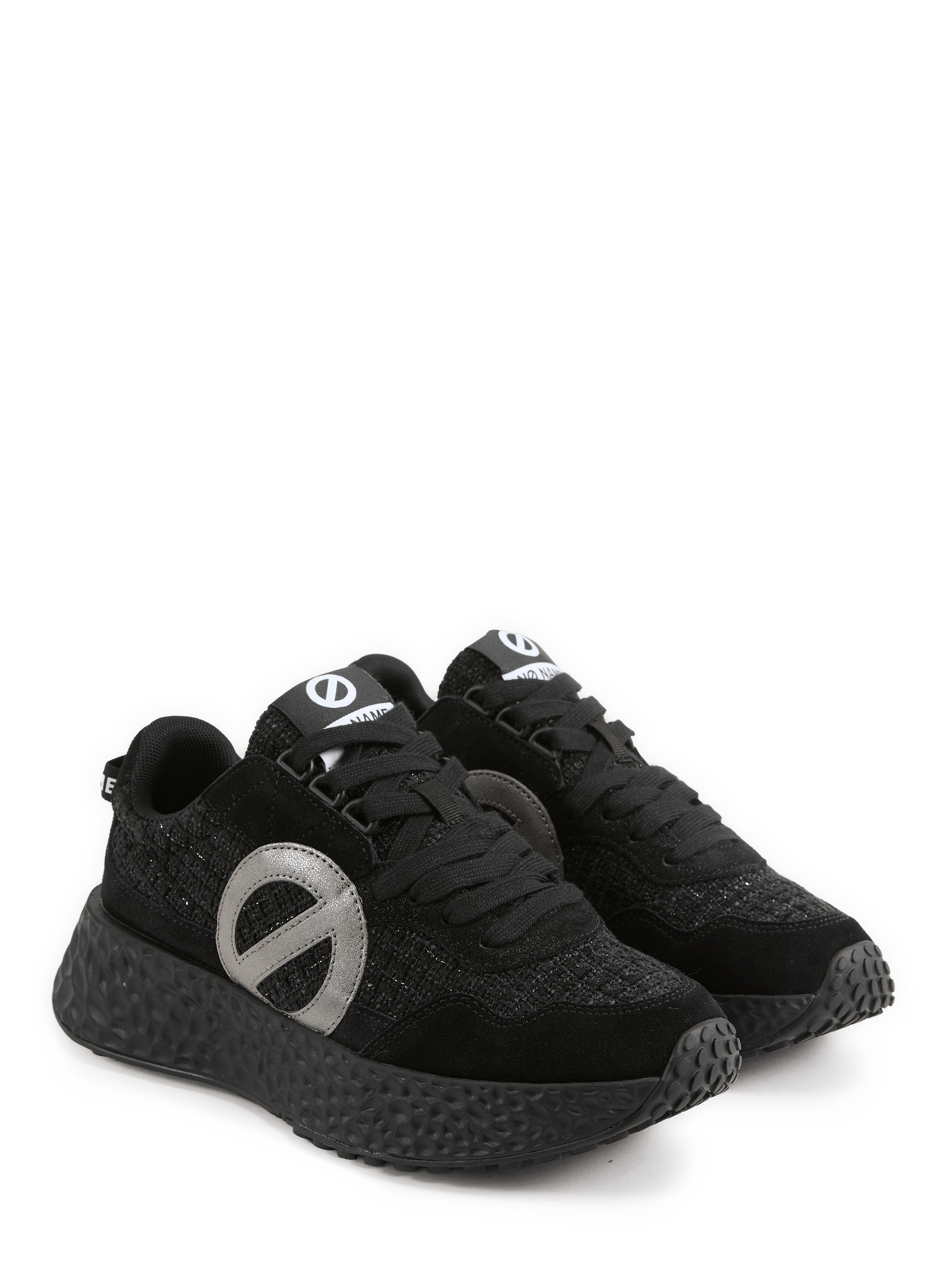 Mixed leather sneakers NO NAME Black