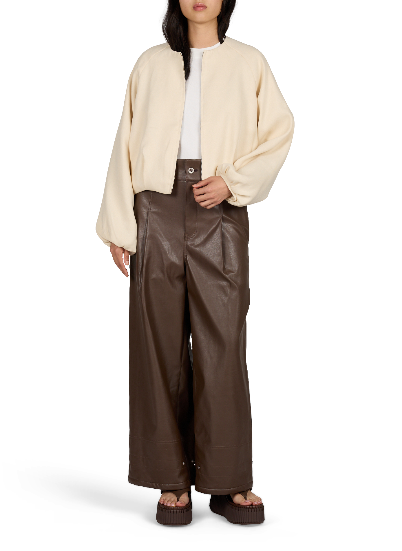 Ritssluiting jas met lange mouwen MSCH Beige