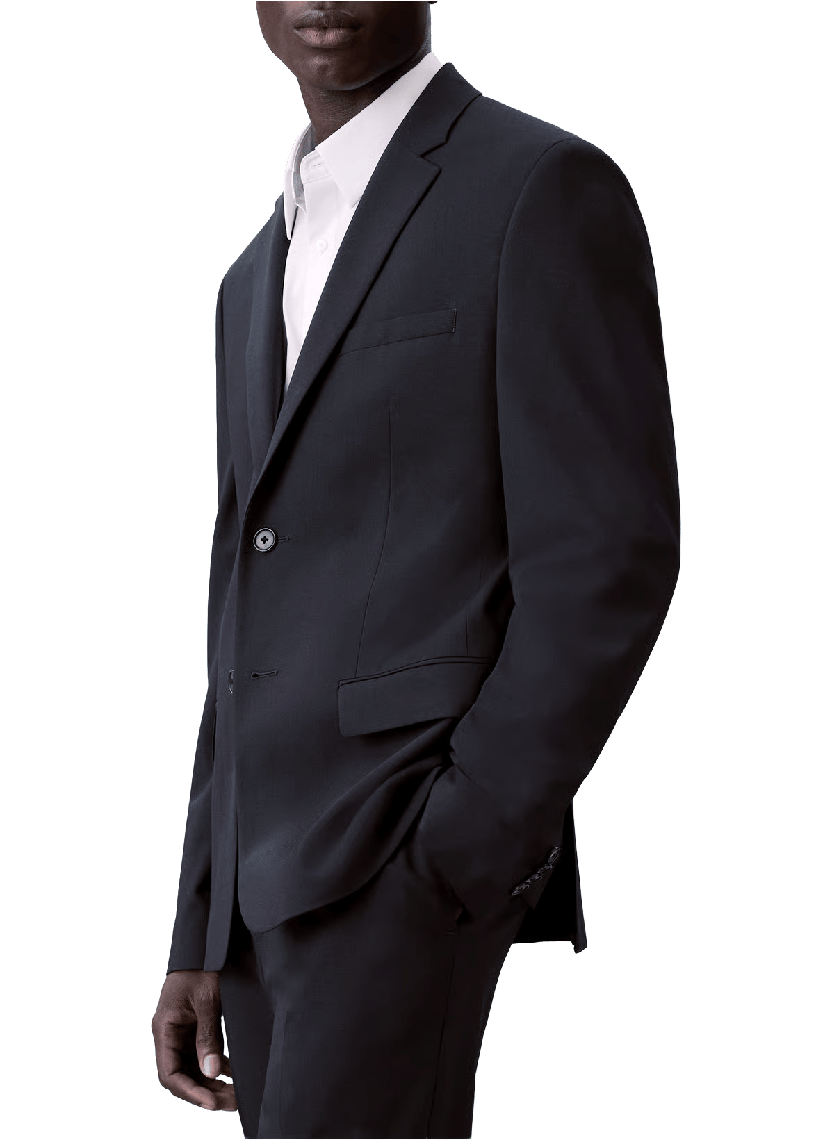 Blazer droit en laine mélangée CALVIN KLEIN Bleu