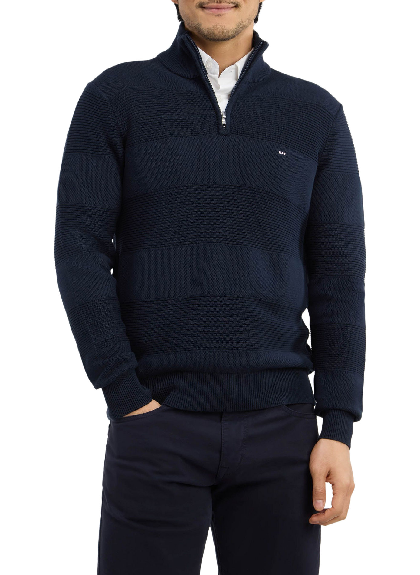 Pull col montant en coton mélangé EDEN PARK Blauw