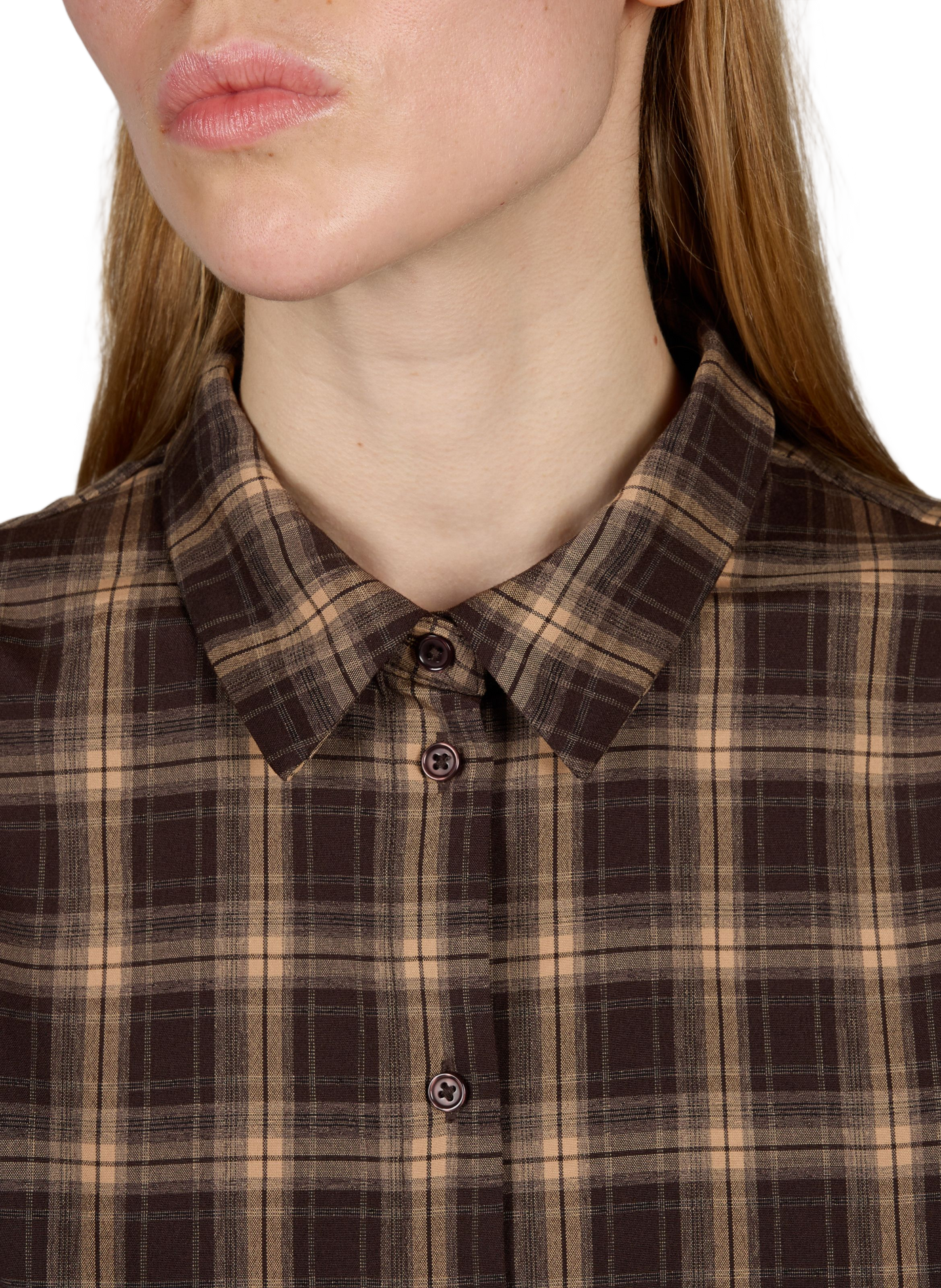 Loose-fit check shirt VILA Brown