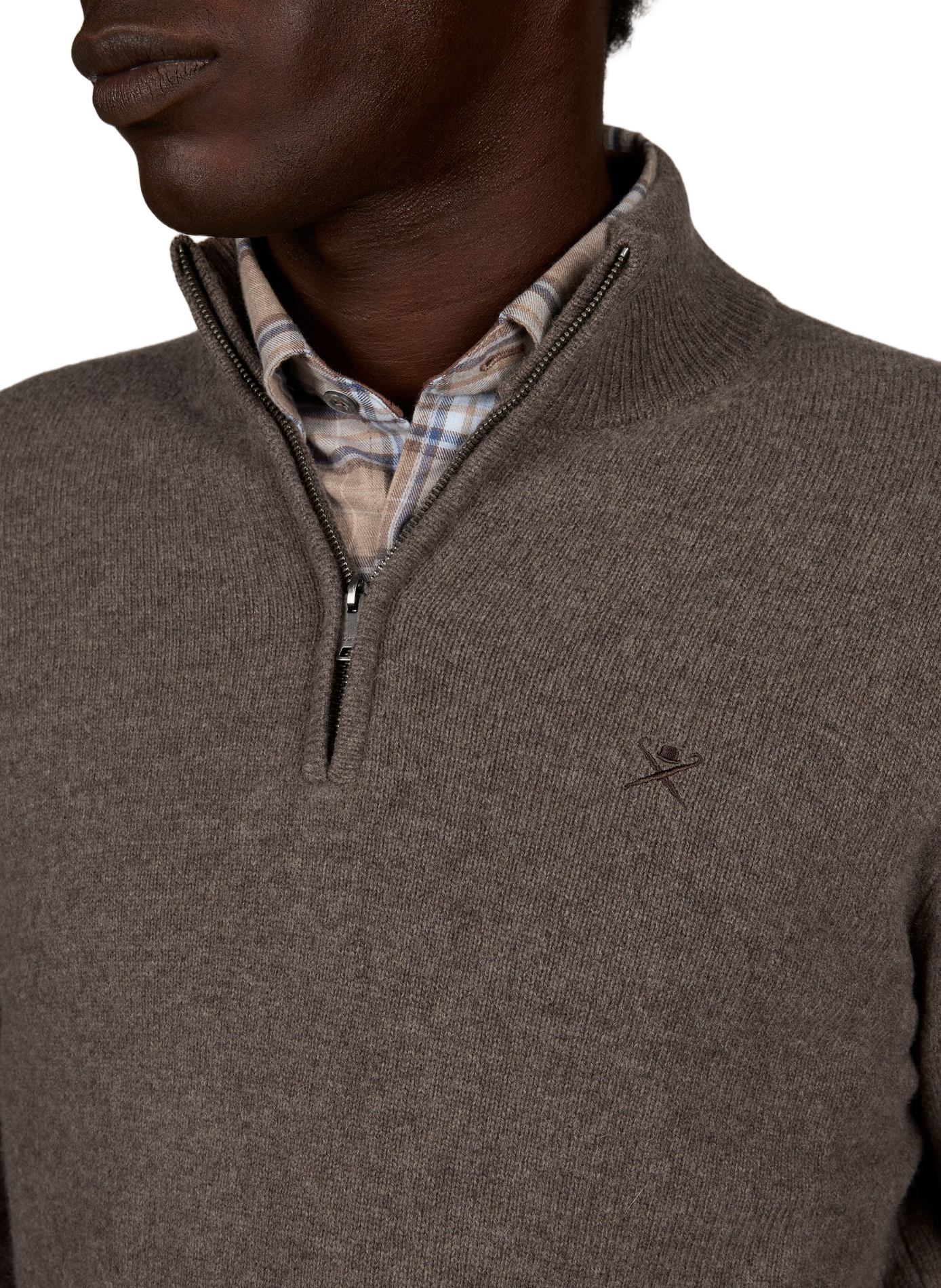 Straight-fit zip-up high-neck wool jumper HACKETT Beige