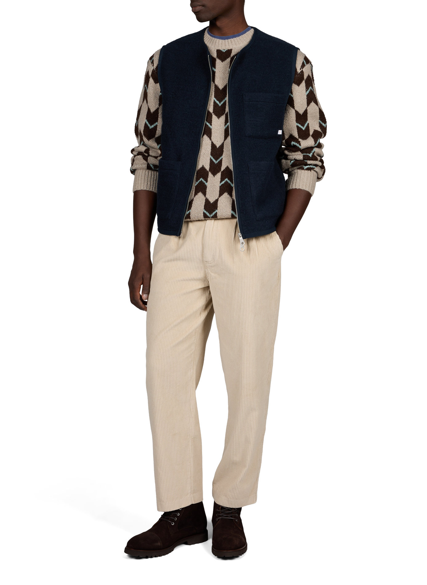 Mouwloos vest van gemengde wol FARAH Blauw