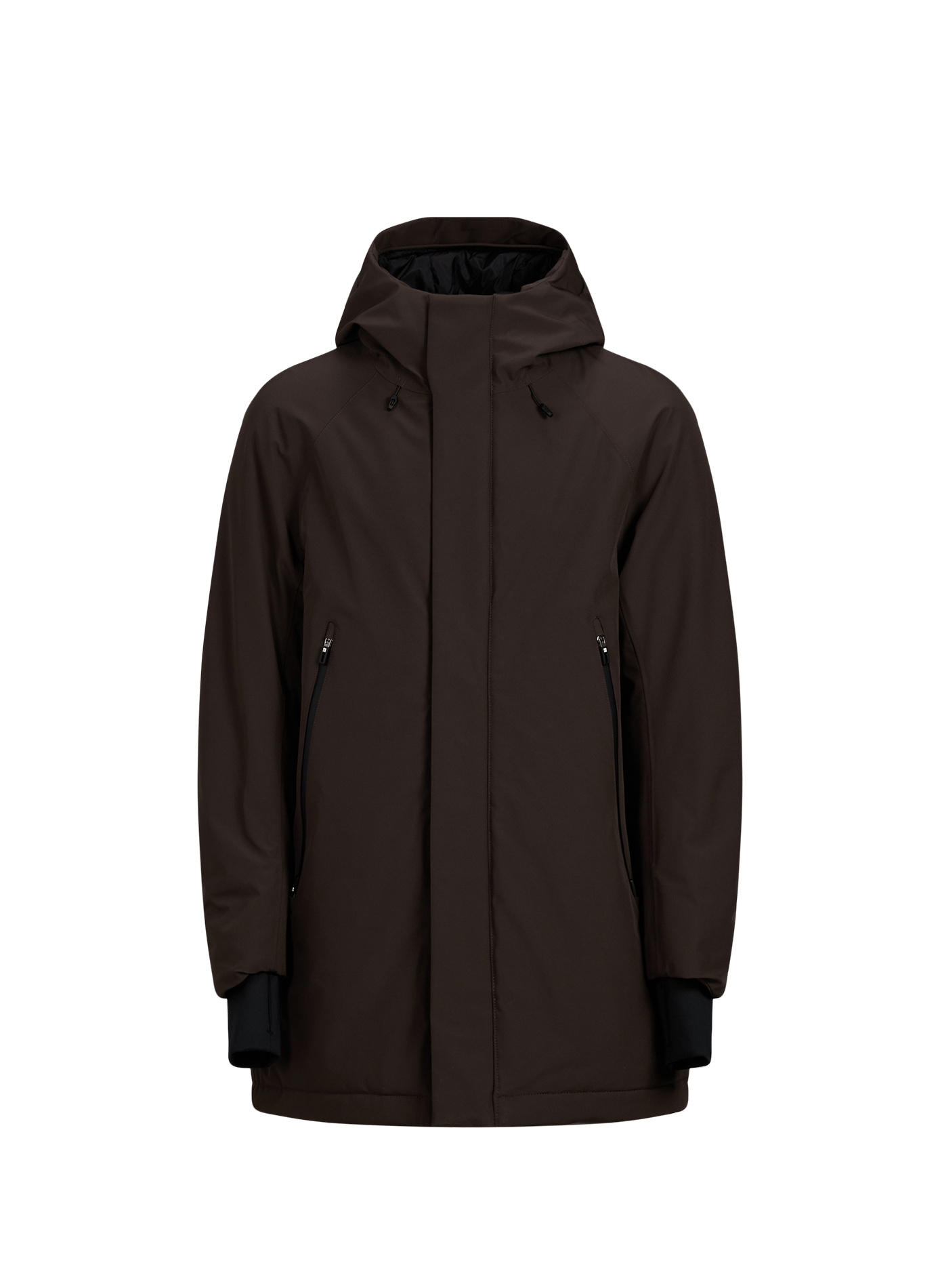 High-neck hooded parka KRAKATAU Brown