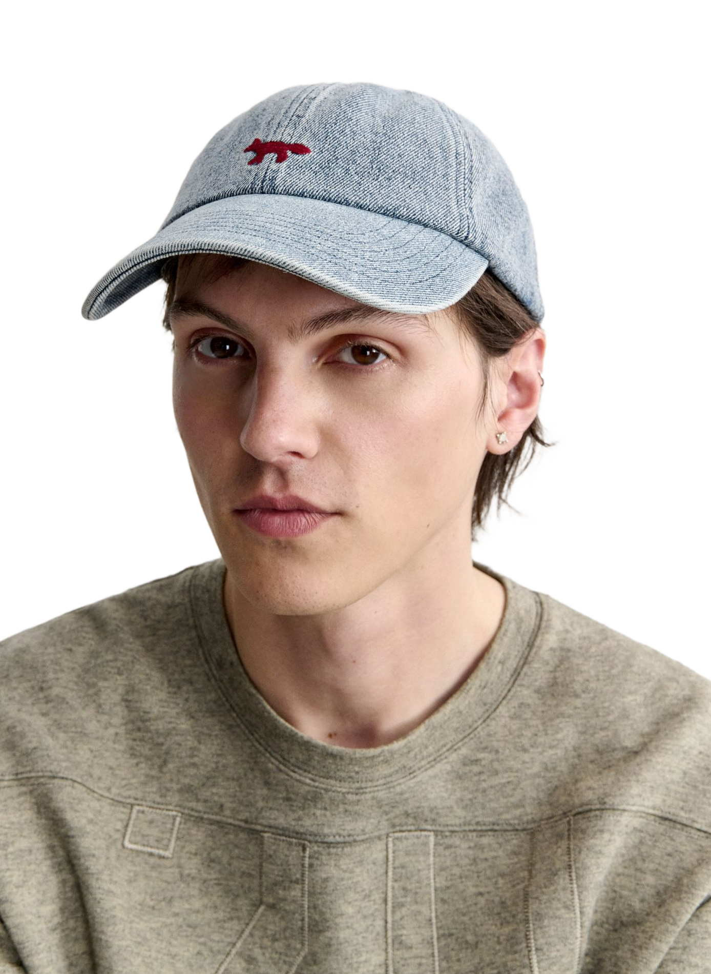 Denim-Cap aus Baumwollmix MAISON KITSUNÉ Blau